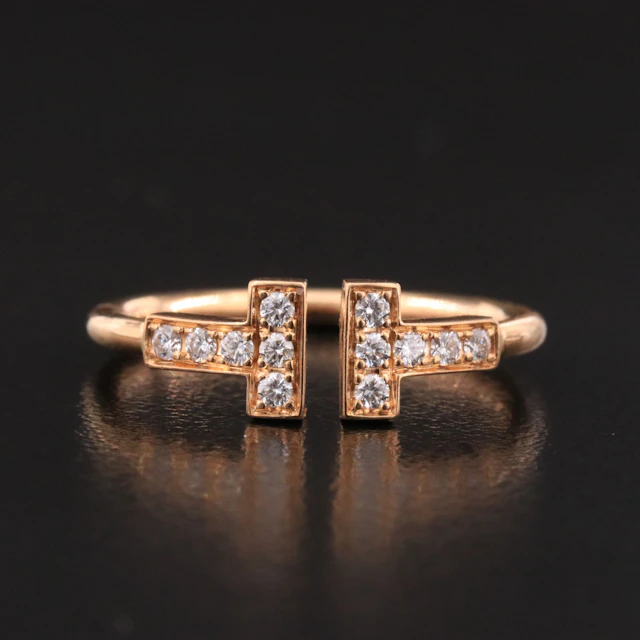 Tiffany & Co. Tiffany T 18K Rose Gold Diamond Wire Ring