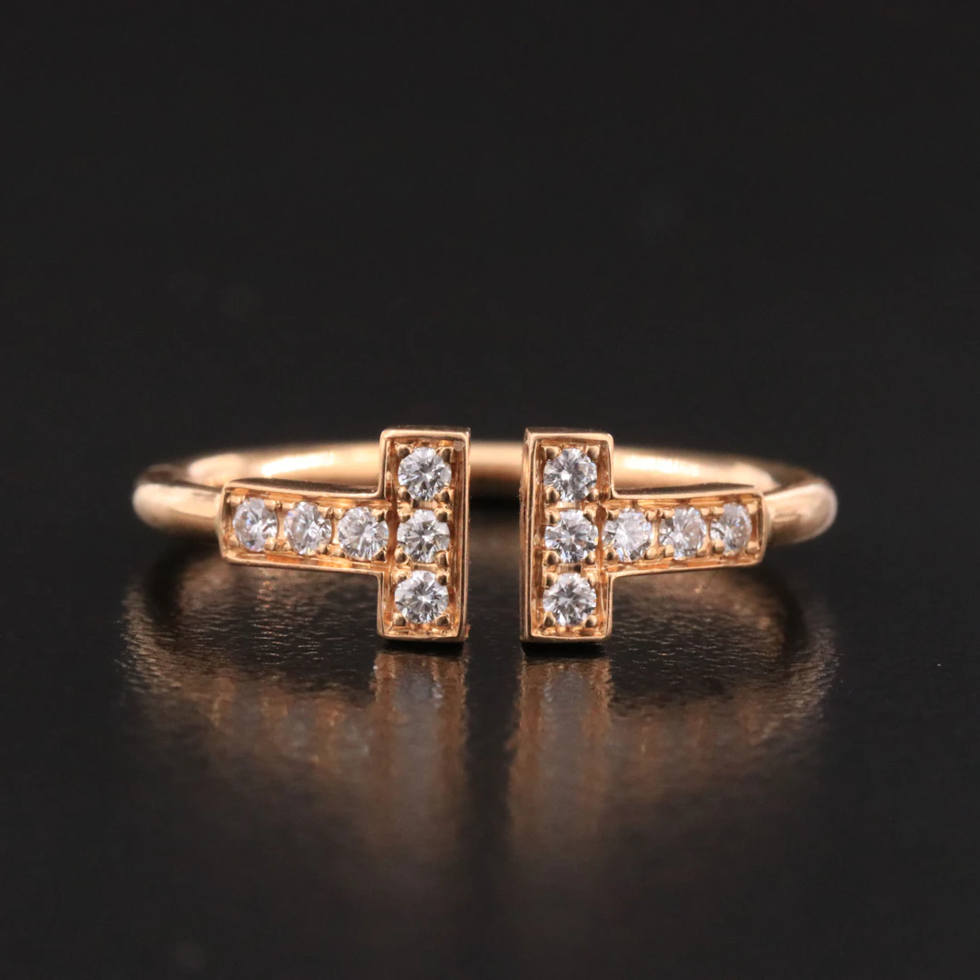 Tiffany & Co. Tiffany T 18K Rose Gold Diamond Wire Ring