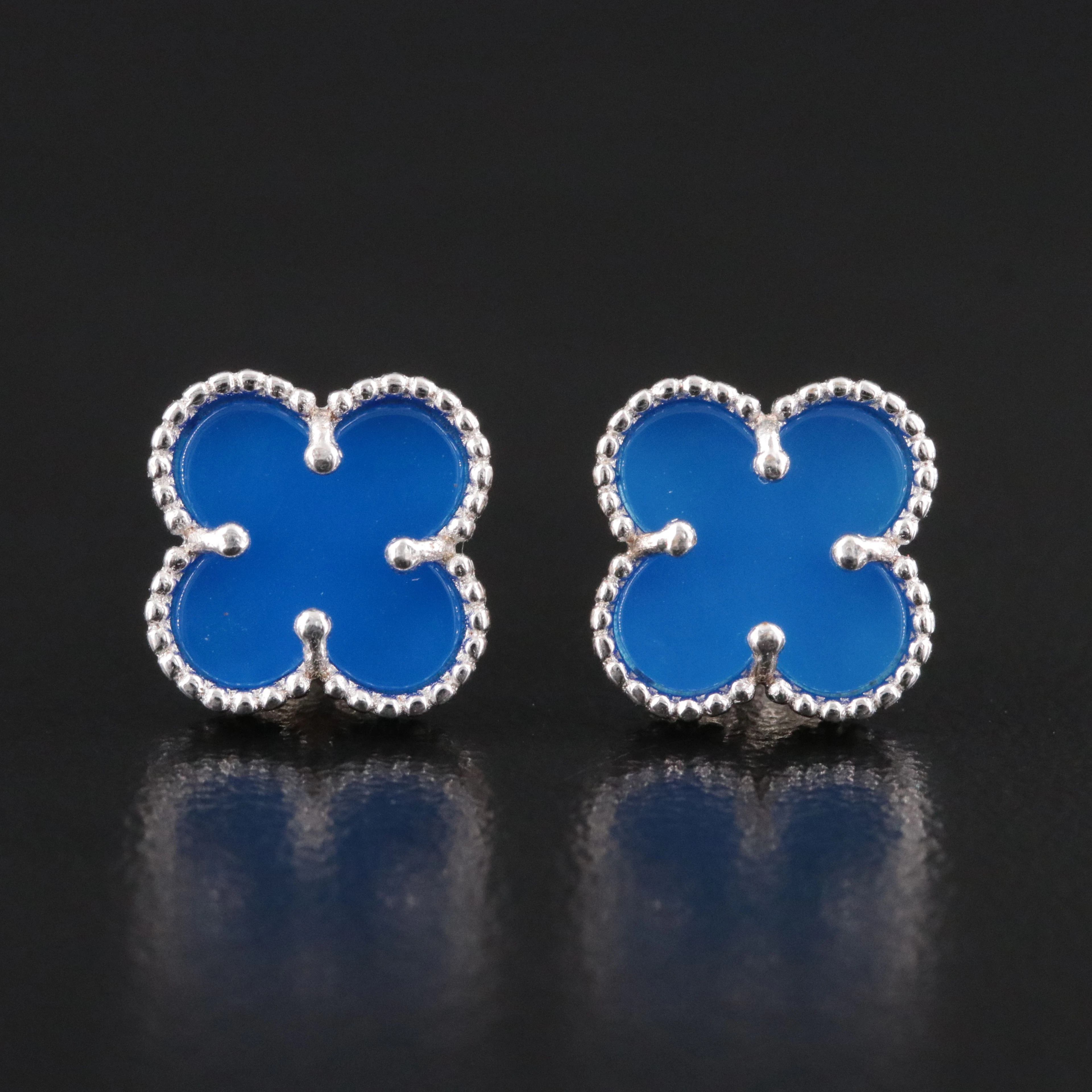 Sterling Chalcedony Quatrefoil Earrings
