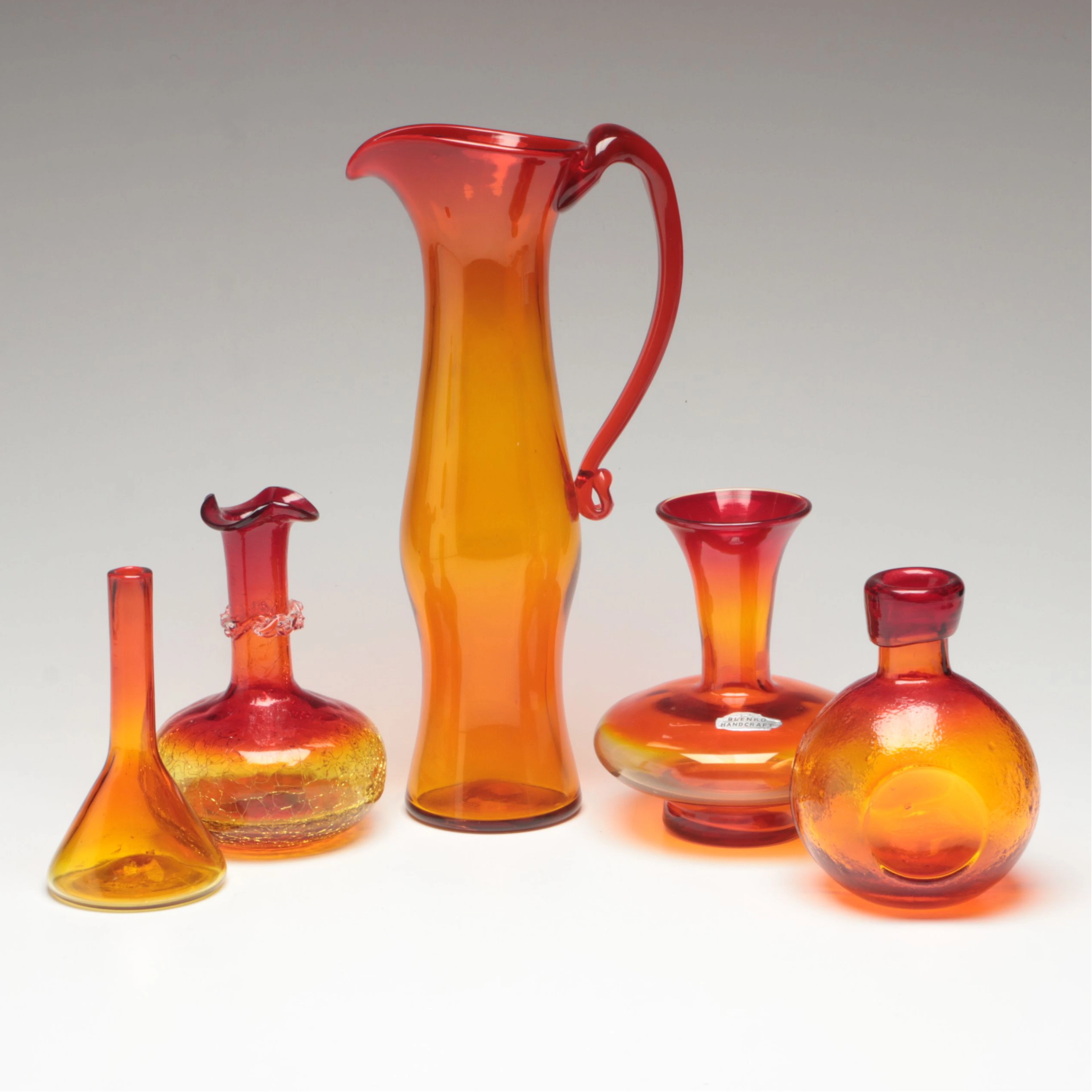 Blenko "Tangerine" and More Blown Glass Carafes and Vases