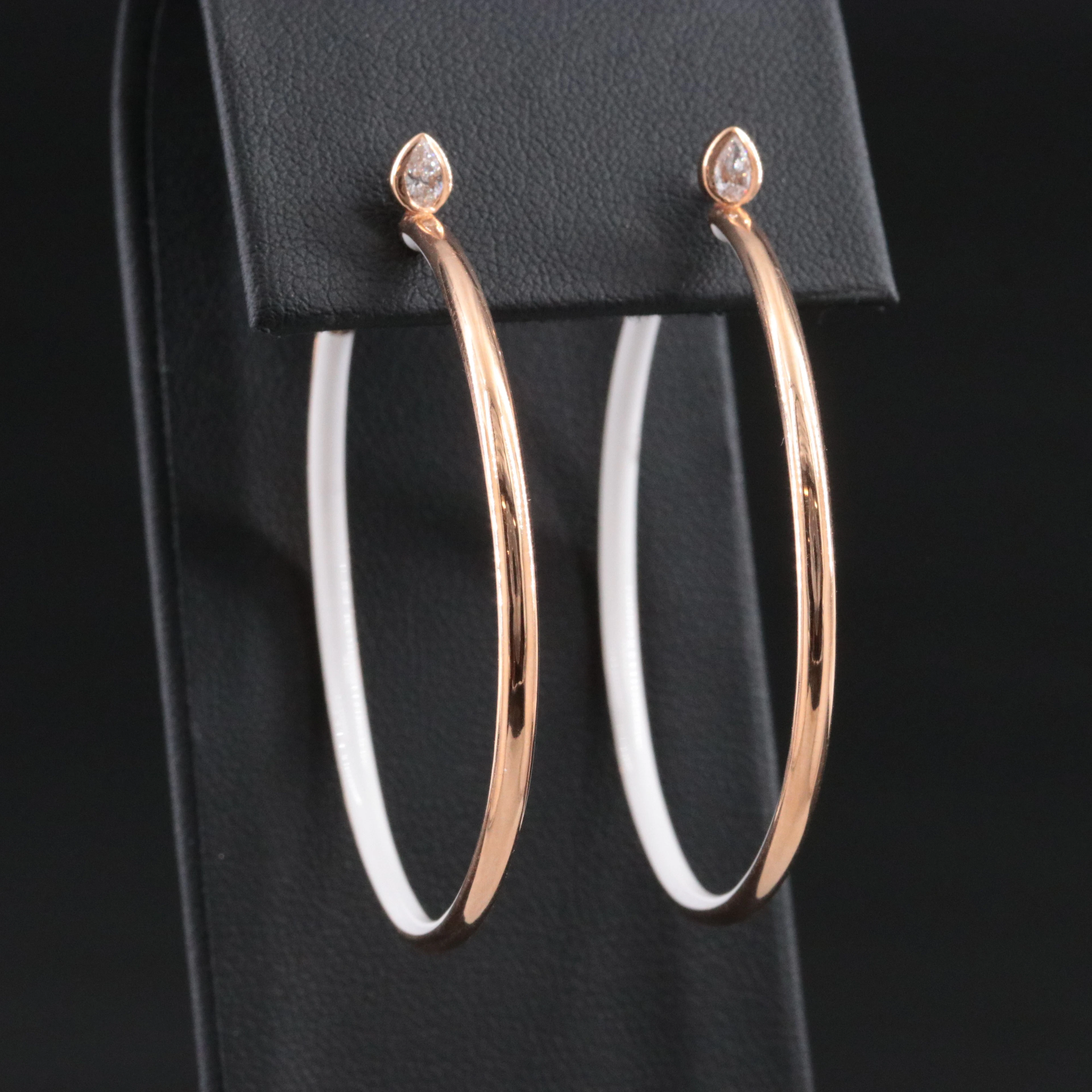 18K Diamond and Enamel Rose Gold Hoop Earrings