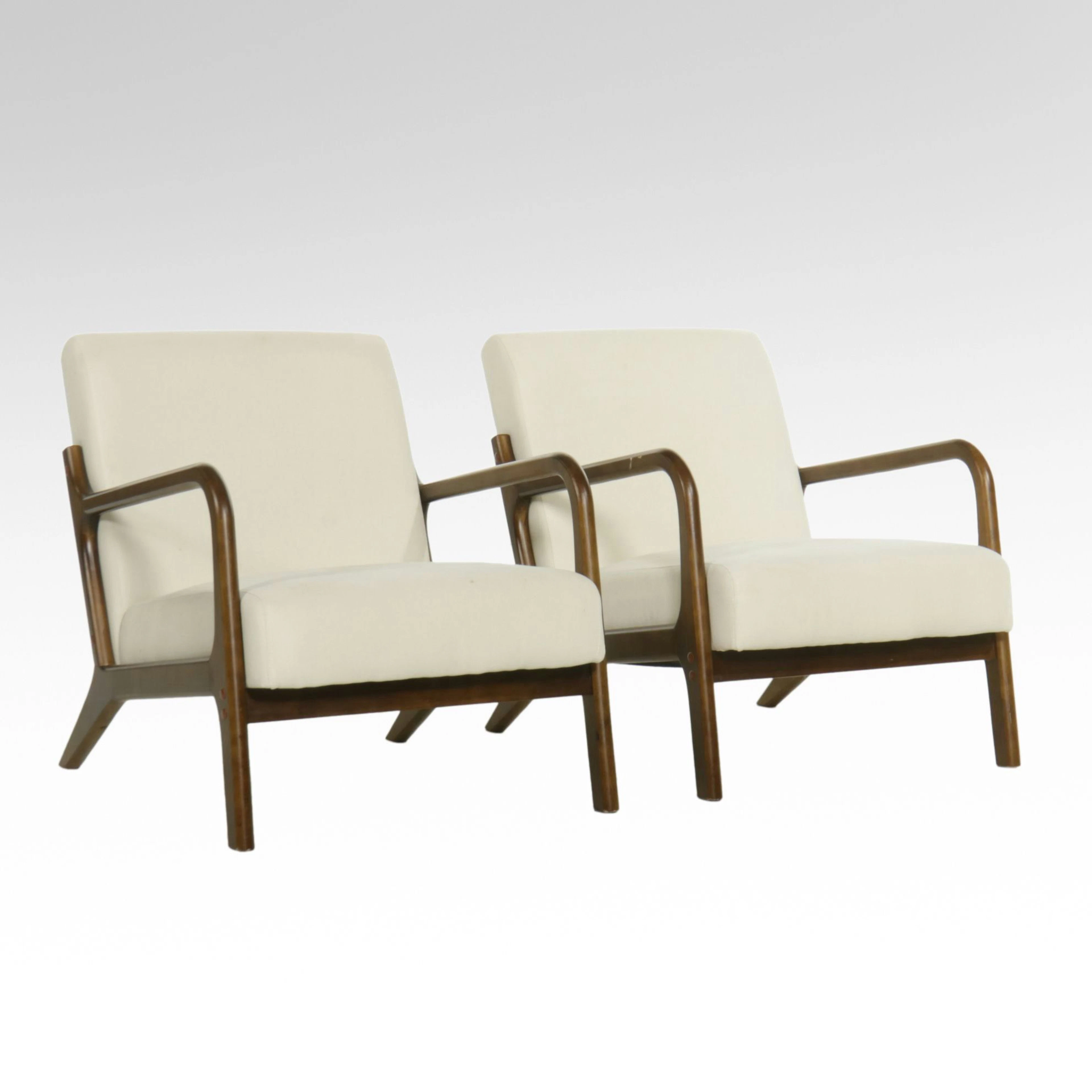Pair of Mid Century Modern Style Lounge Chairs, 21st Century