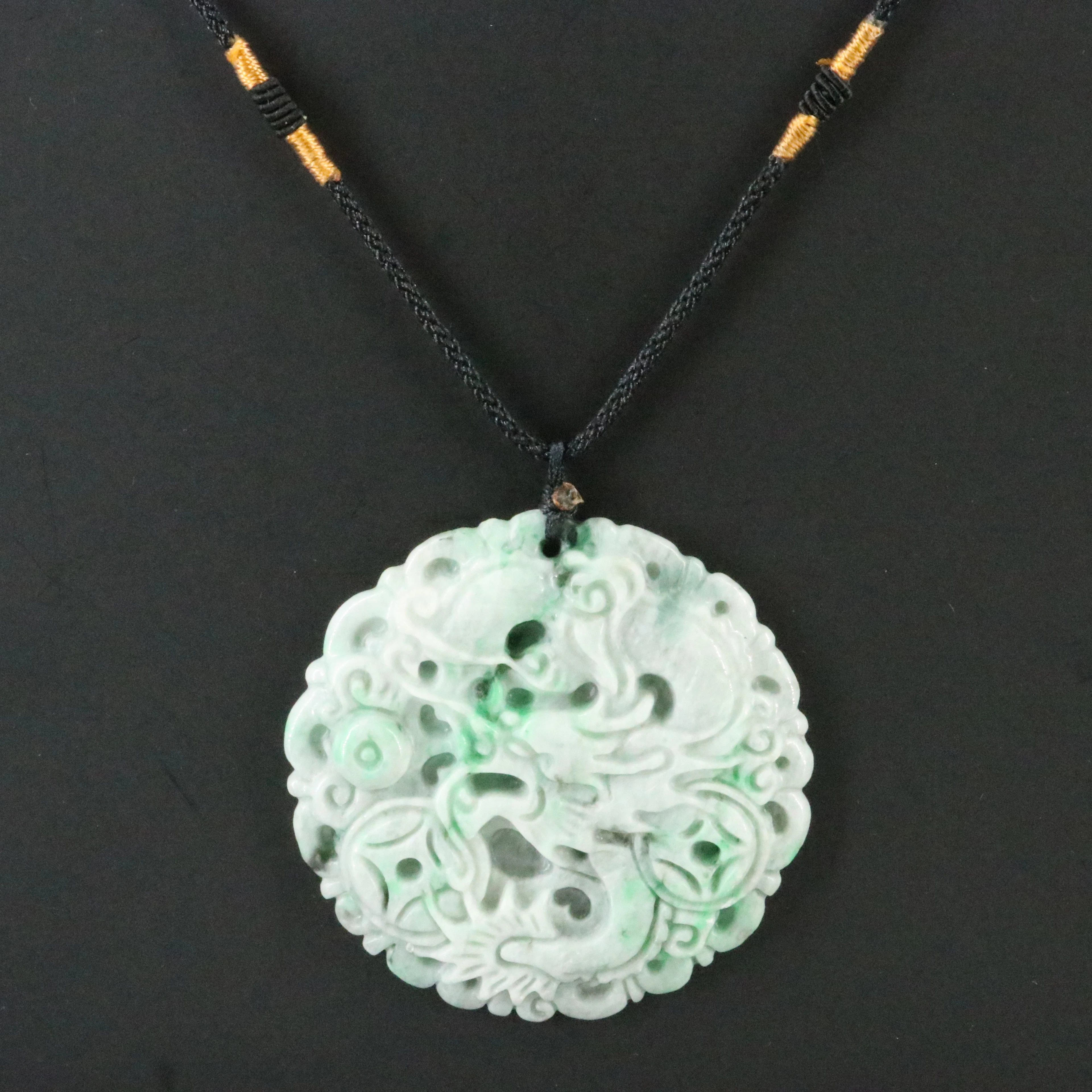 Carved Jadeite Eastern Dragon Necklace