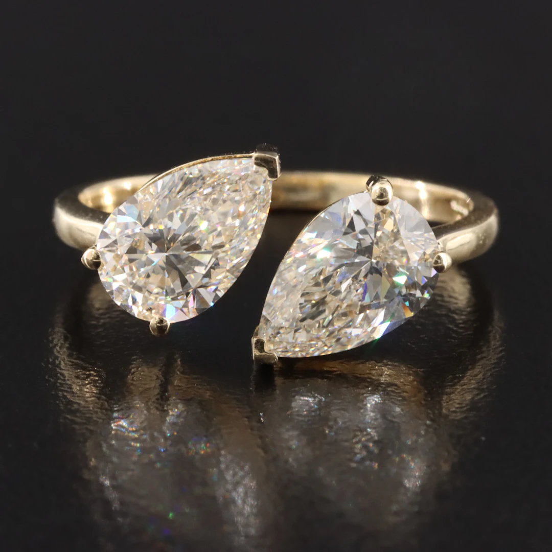 14K 2.96 CTW Lab Grown Diamond Toi et Moi Ring with IGI Report