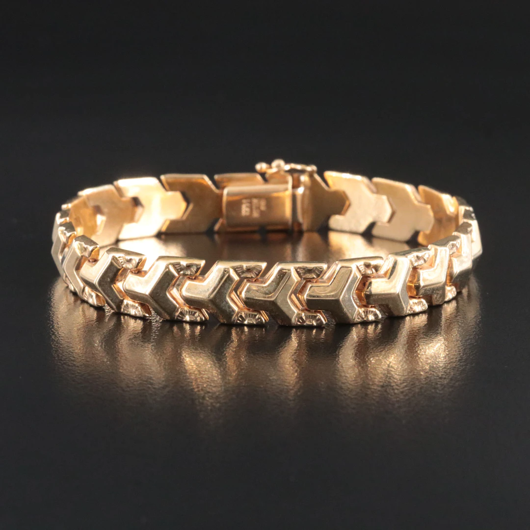 Italian 14K Geometric Link Bracelet