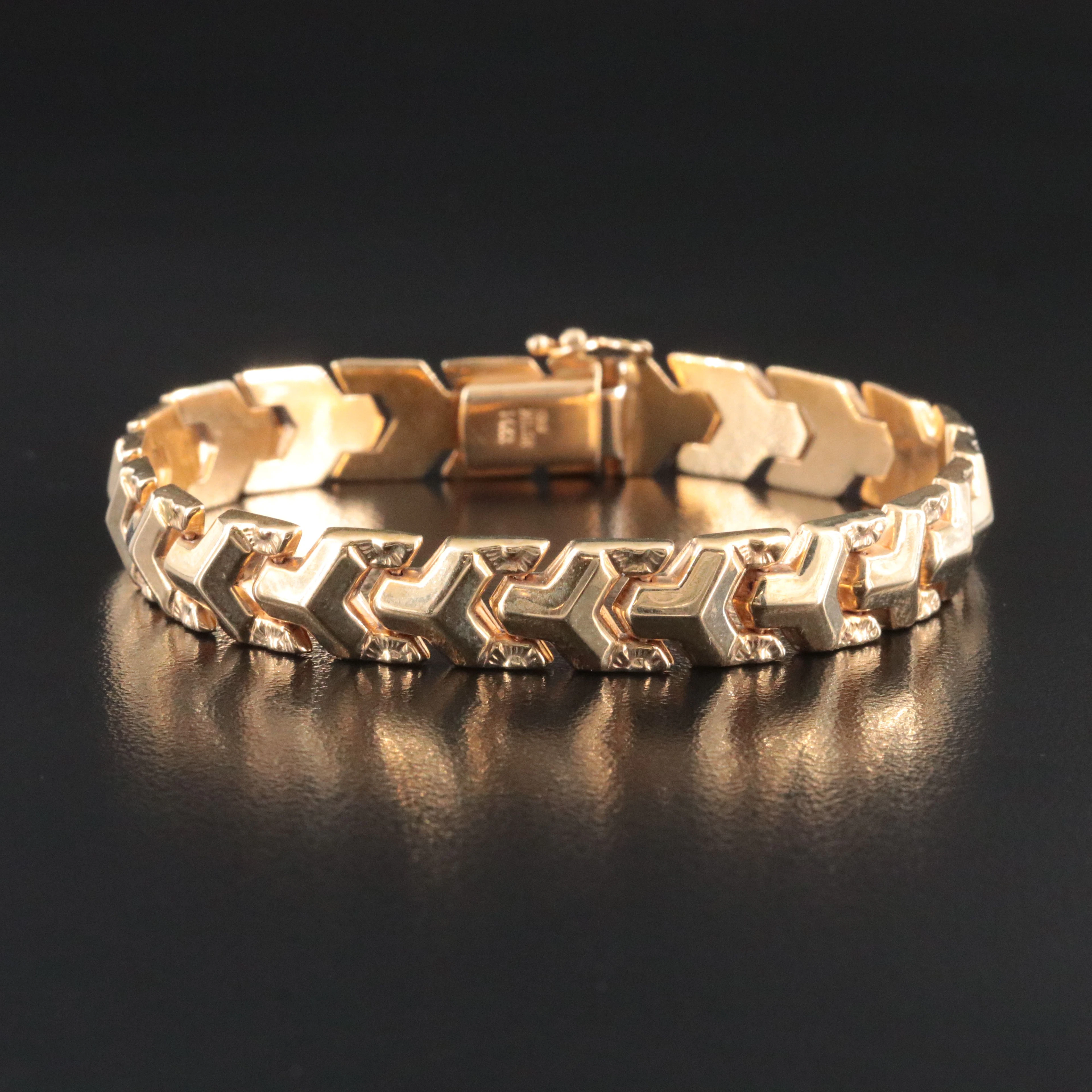 Italian 14K Geometric Link Bracelet
