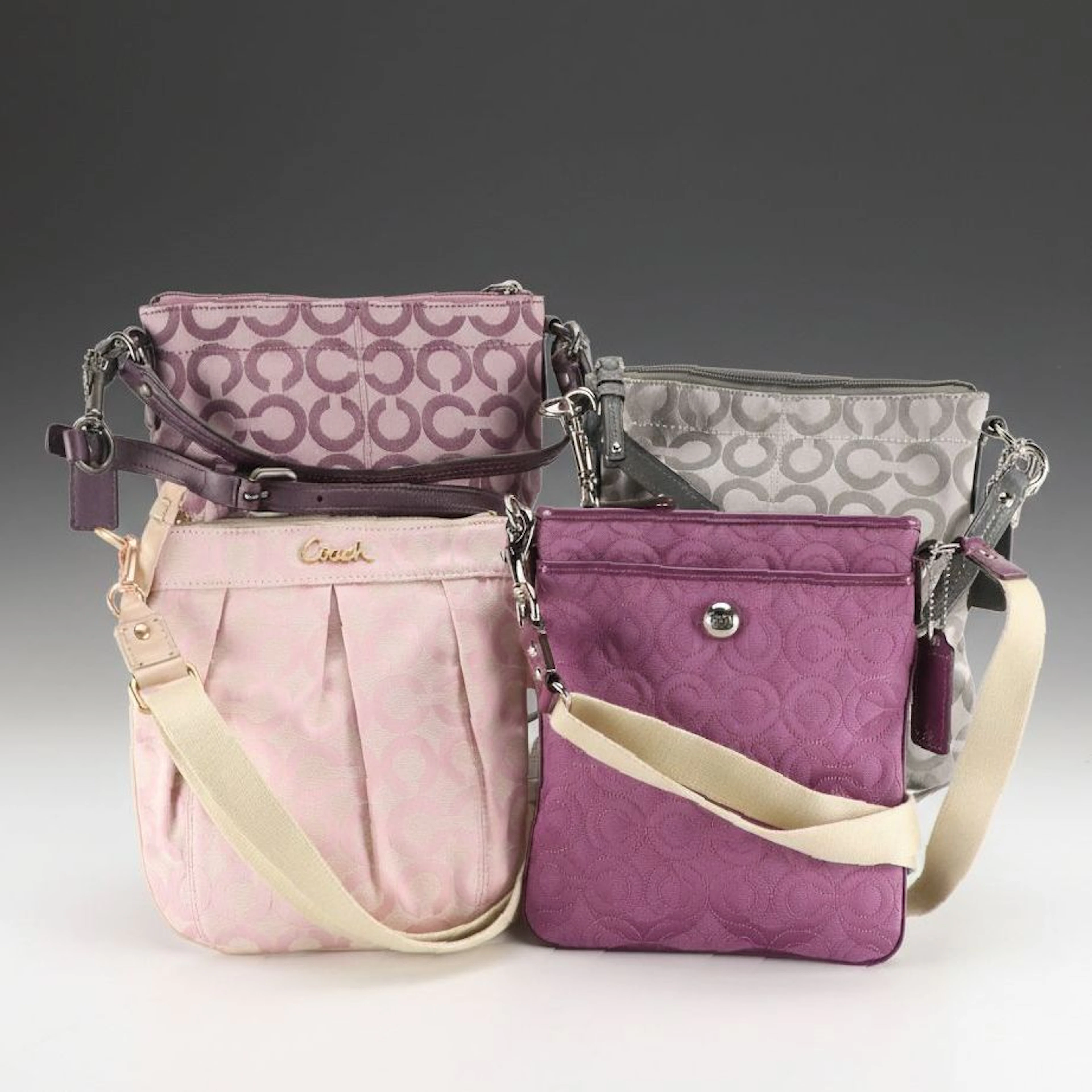 Coach Op Art Sling Packs and Two-Way Bags in Satin and Canvas Jacquard