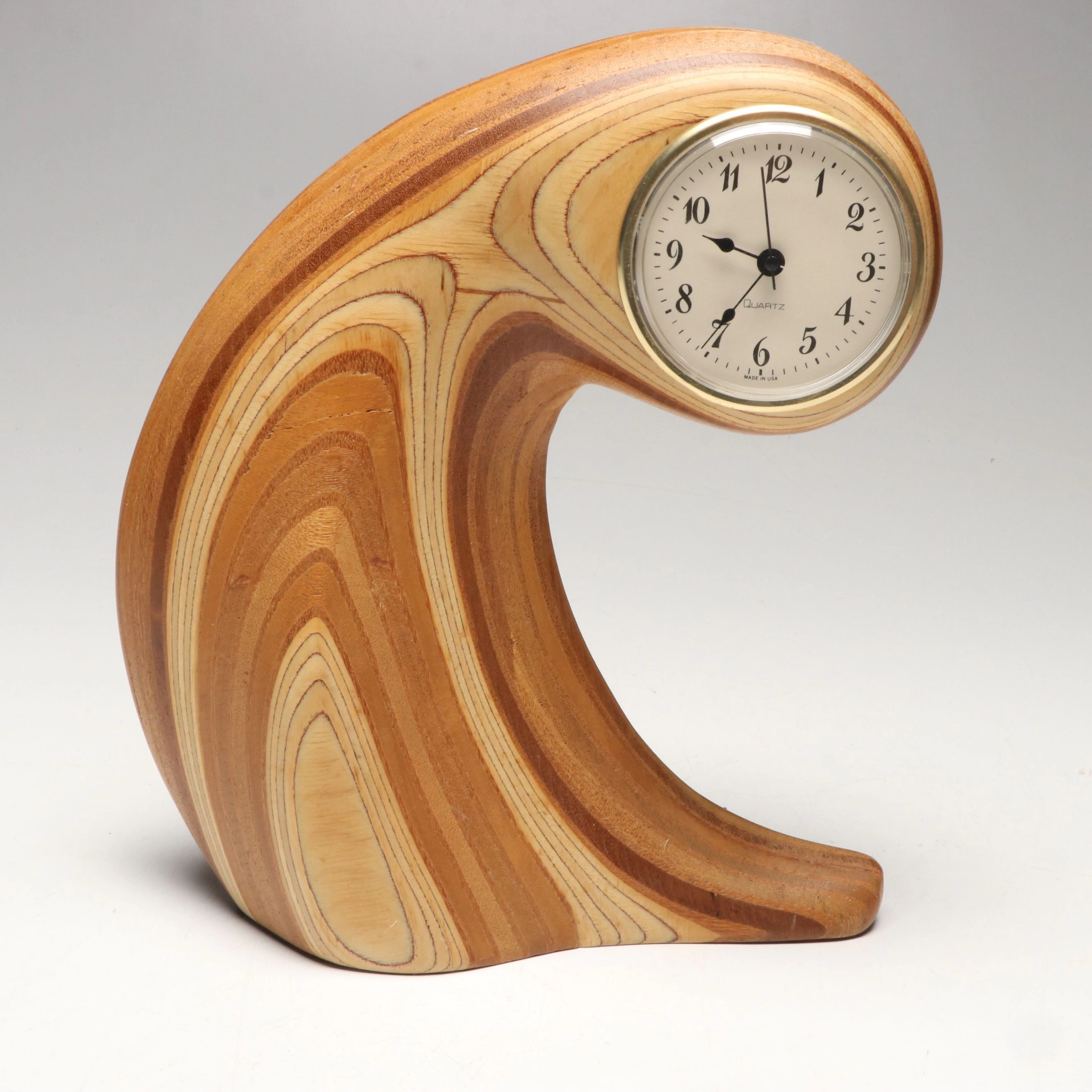 Signed Robert Hargrave Sculptural Laminated Wood Clock