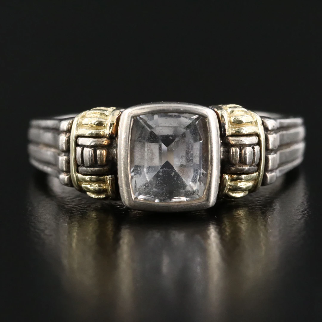 Caviar Signature Sterling White Sapphire Ring with 18K Accents