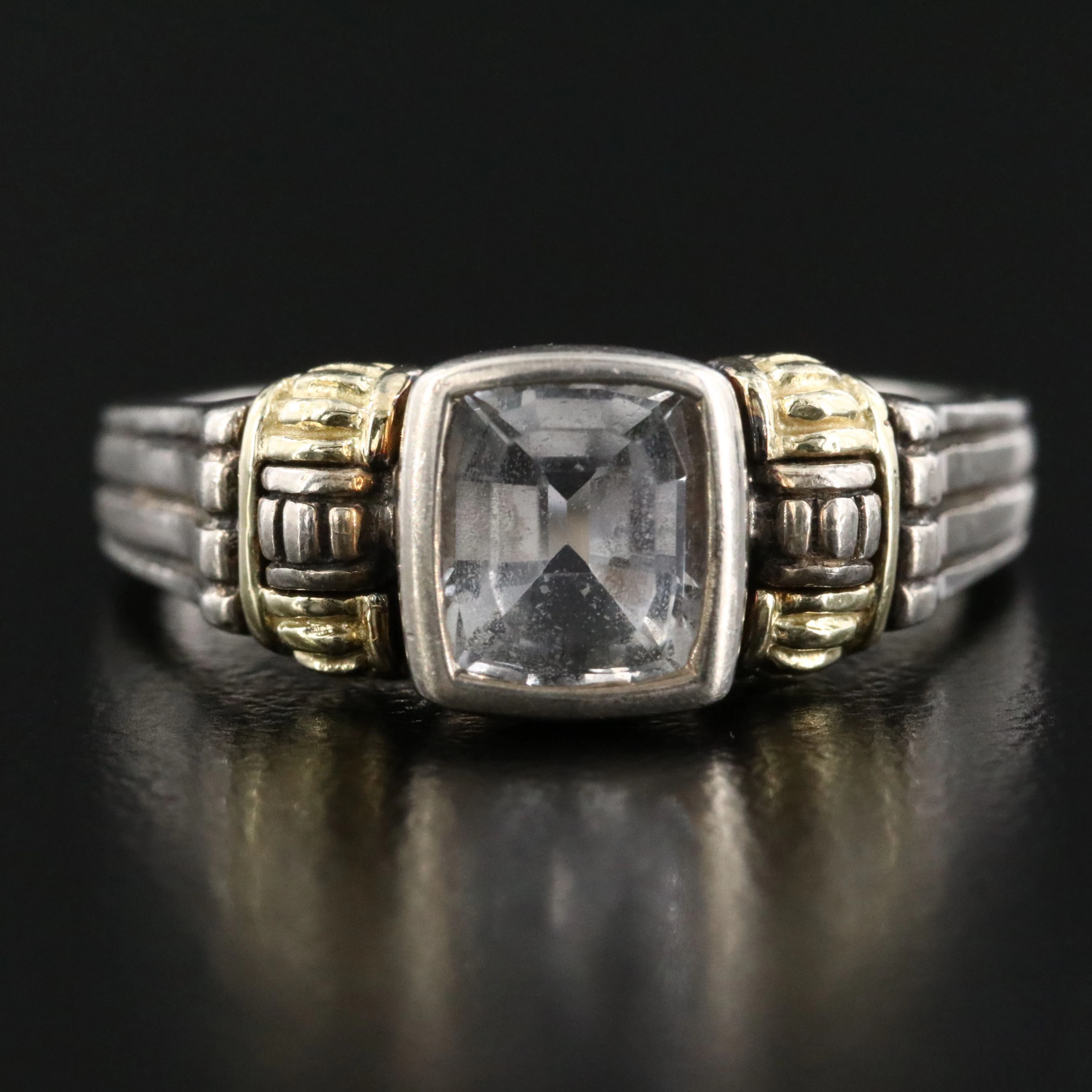 Caviar Signature Sterling White Sapphire Ring with 18K Accents