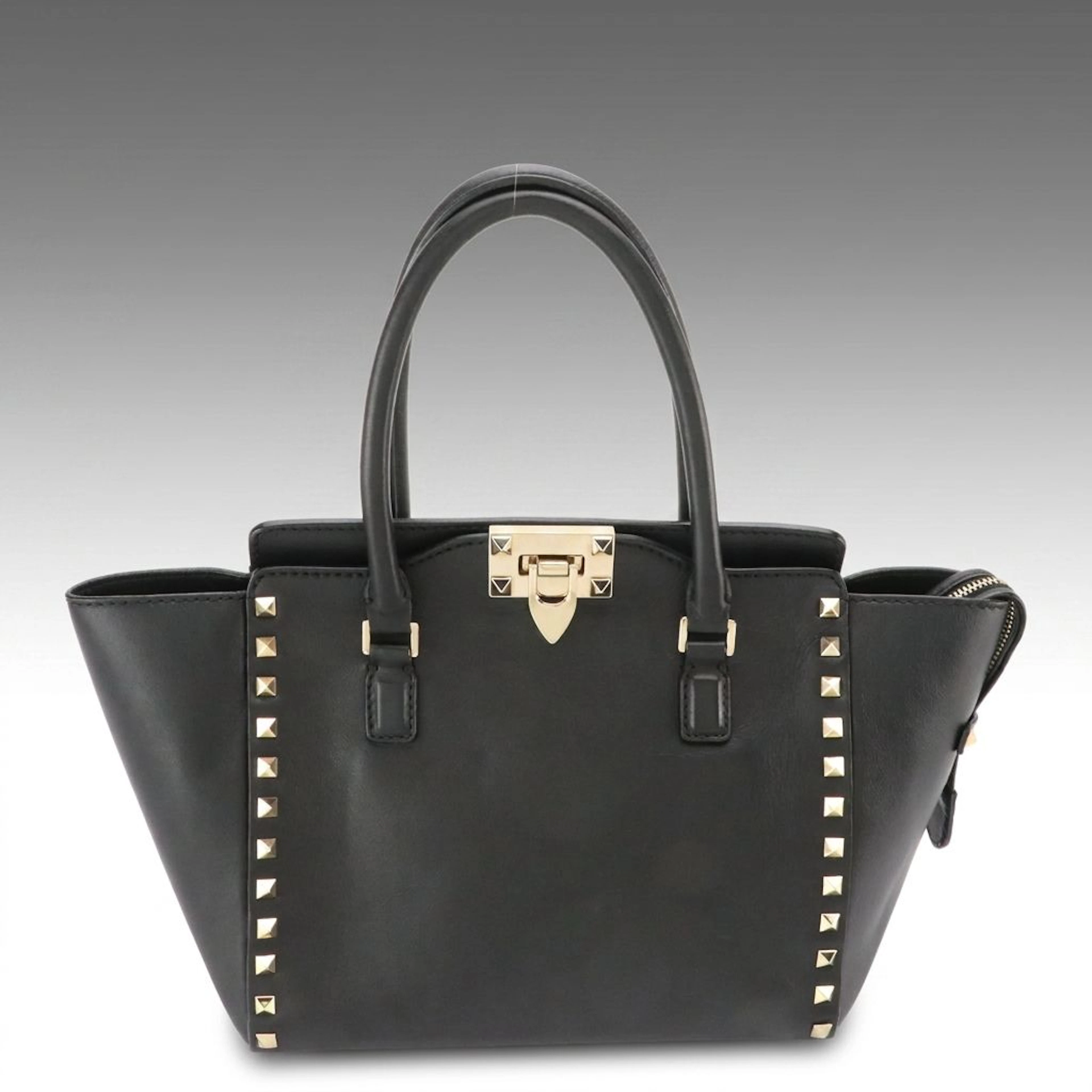 Valentino Garavani Rockstud Two Way Bag in Black Calfskin Leather