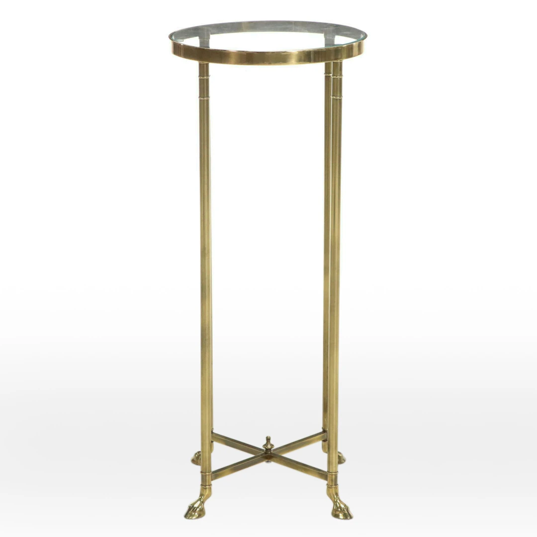 Side Table with Glass Top and Brass Frame