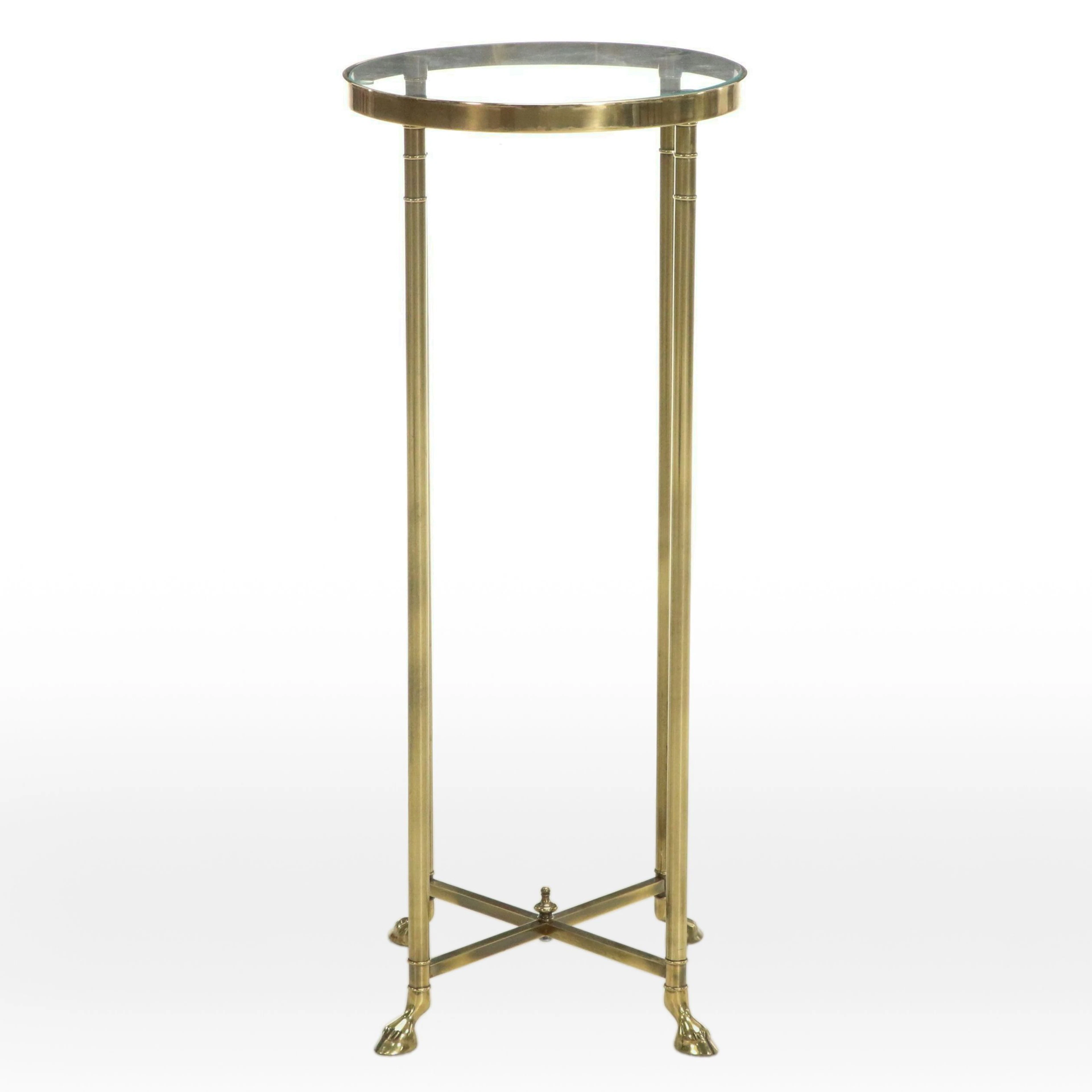 Side Table with Glass Top and Brass Frame