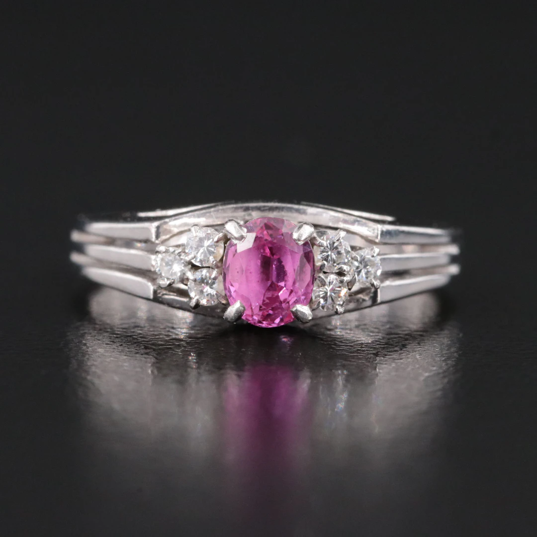 Platinum Sapphire and Diamond Ring