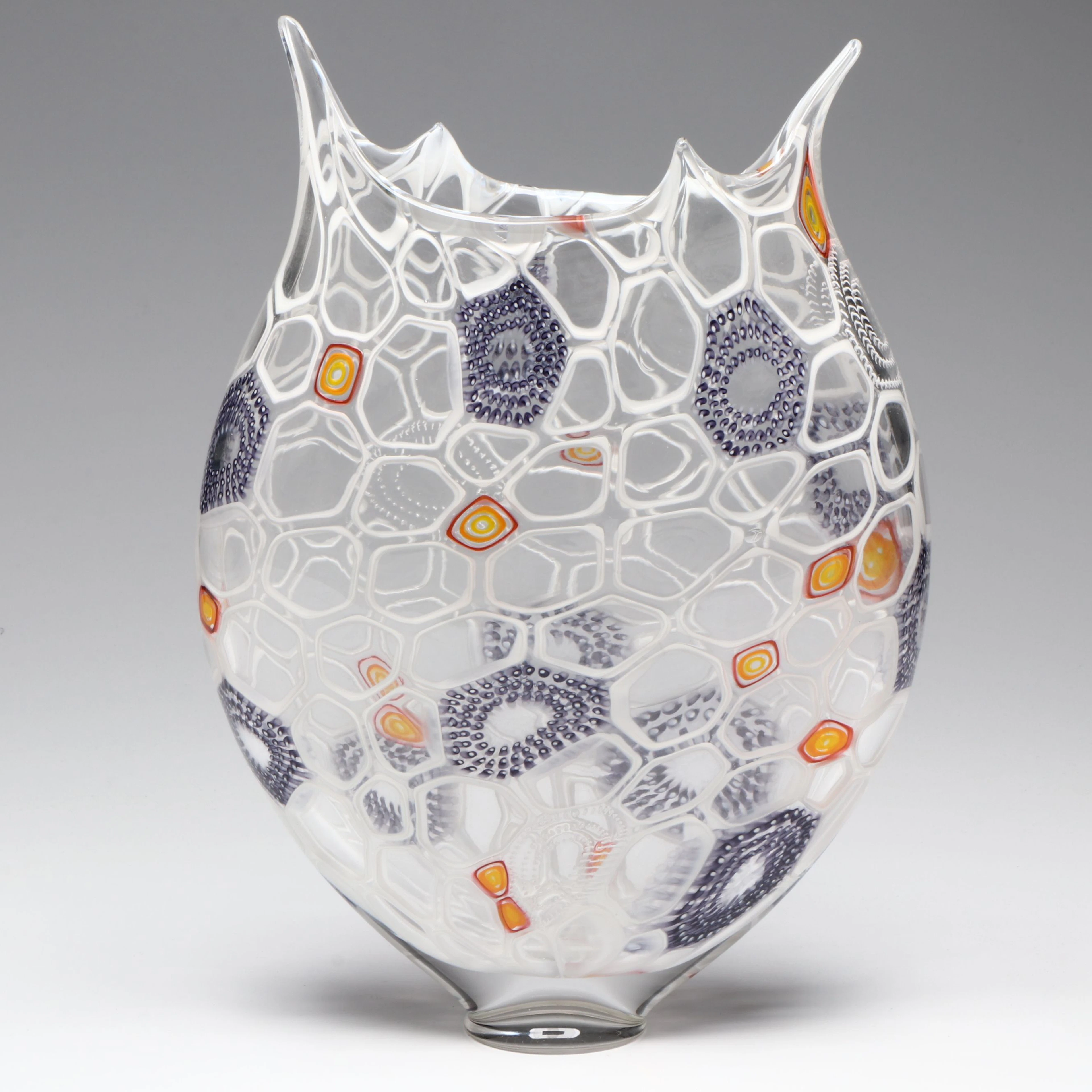 David Patchen "Foglio" Handblown Multicolor Murrine Cane Studio Art Glass Vase