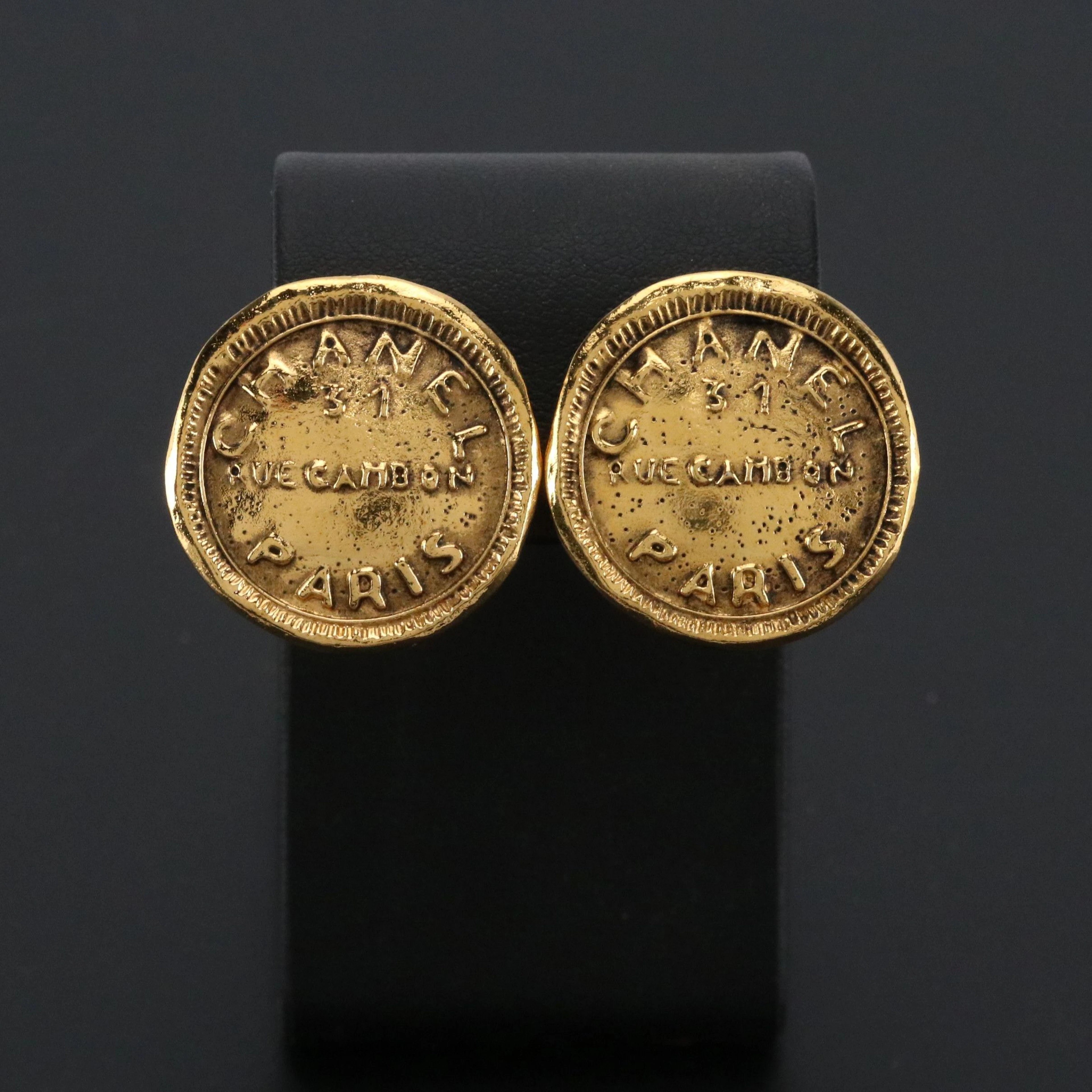 Chanel Rue Cambon Button Clip Earrings