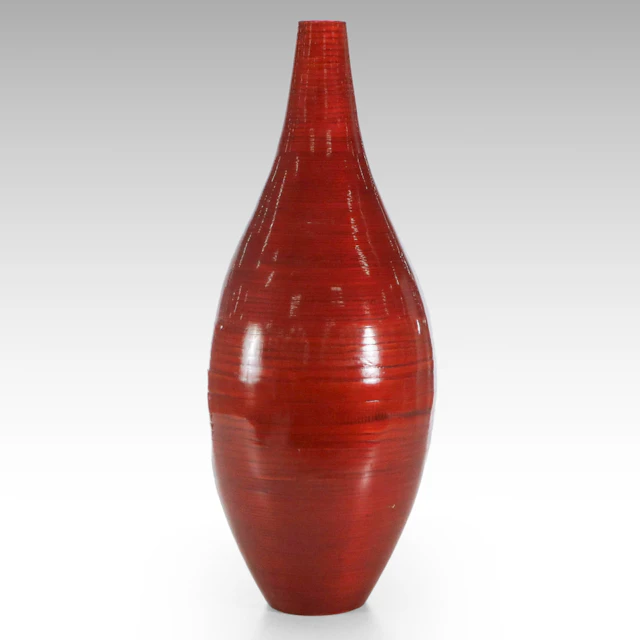 Lacquered Red Floor Vase