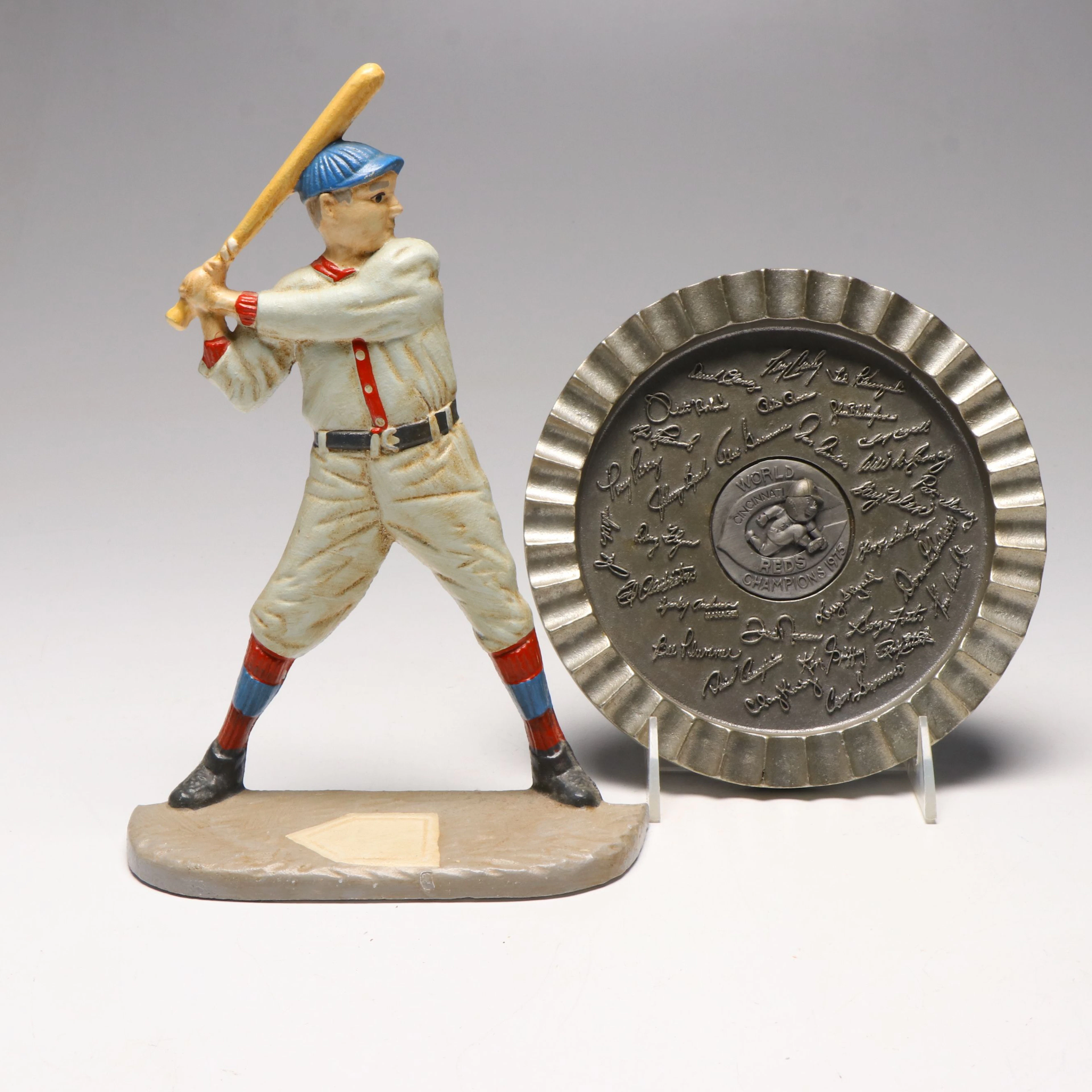 Cincinnati Reds World Series Champions Pewter Ashtray with Cast Iron Doorstop