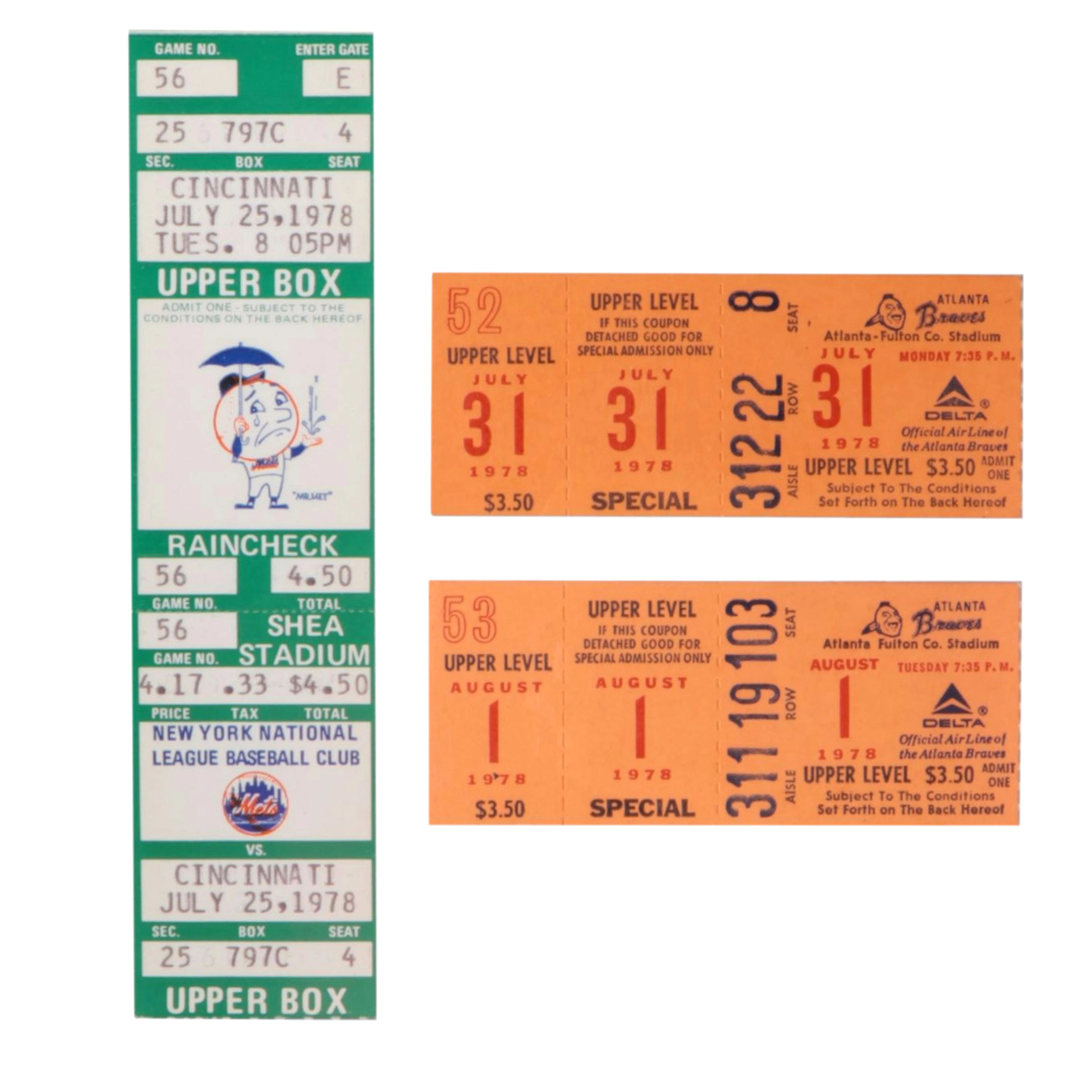Ticket Stubs From Pete Rose's Hitting Streak