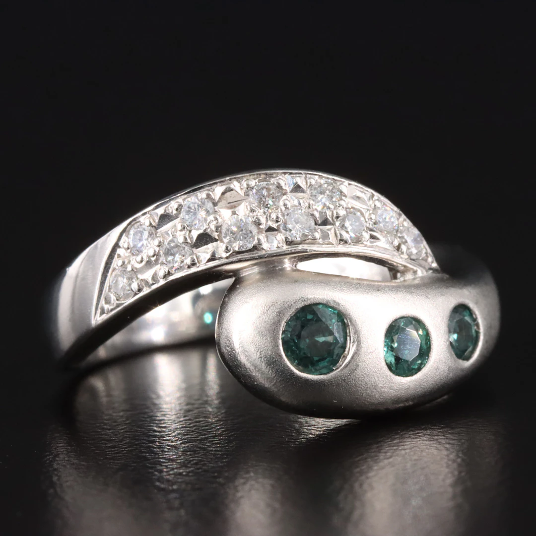 Platinum Alexandrite and Diamond Bypass Ring with IGI Jewelry Report