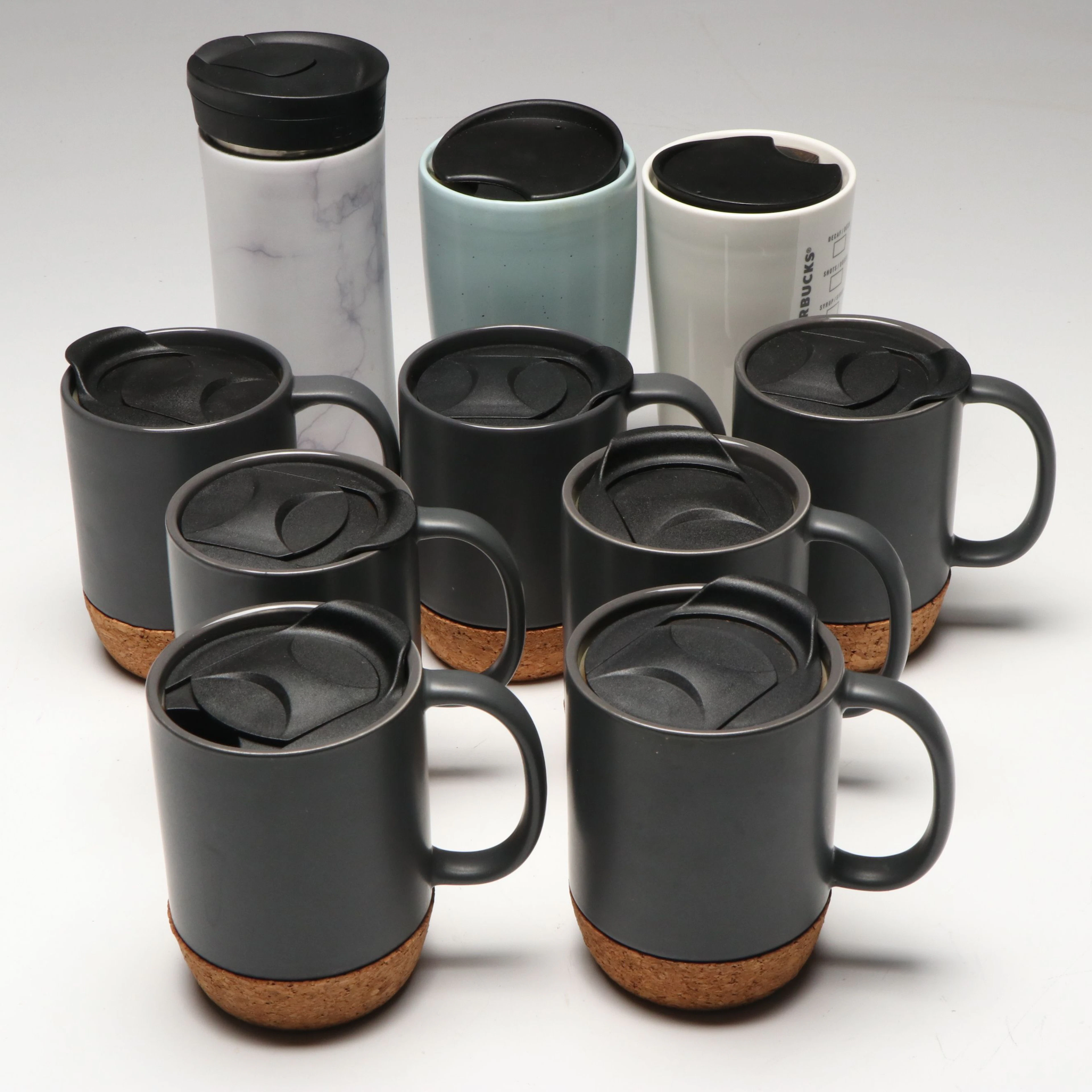 Dowan Ceramic and Cork Travel Coffee Mugs with More Travel Tumblers