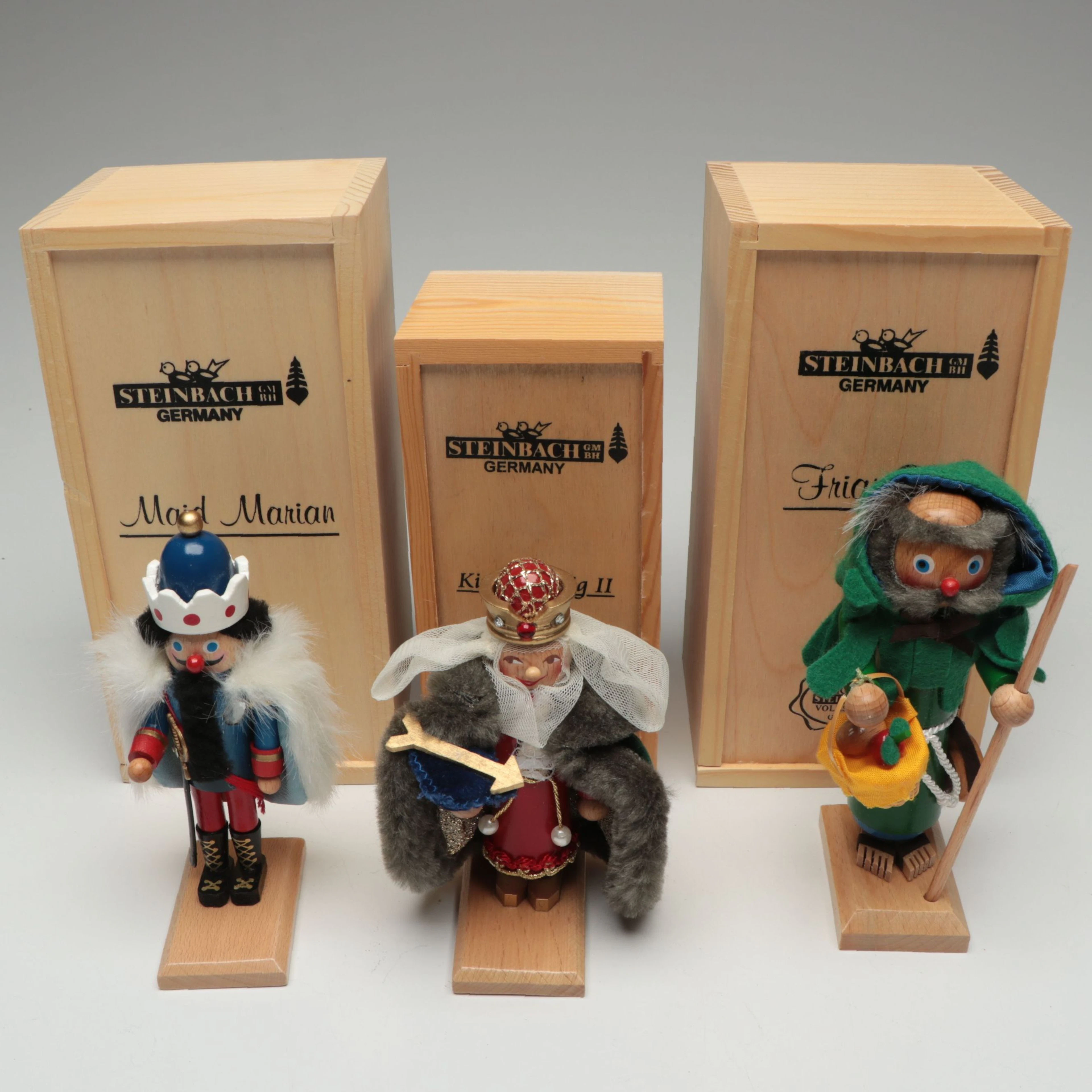 Steinbach Germany "King Ludwig II" and "Maid Marian" with Other Nutcracker