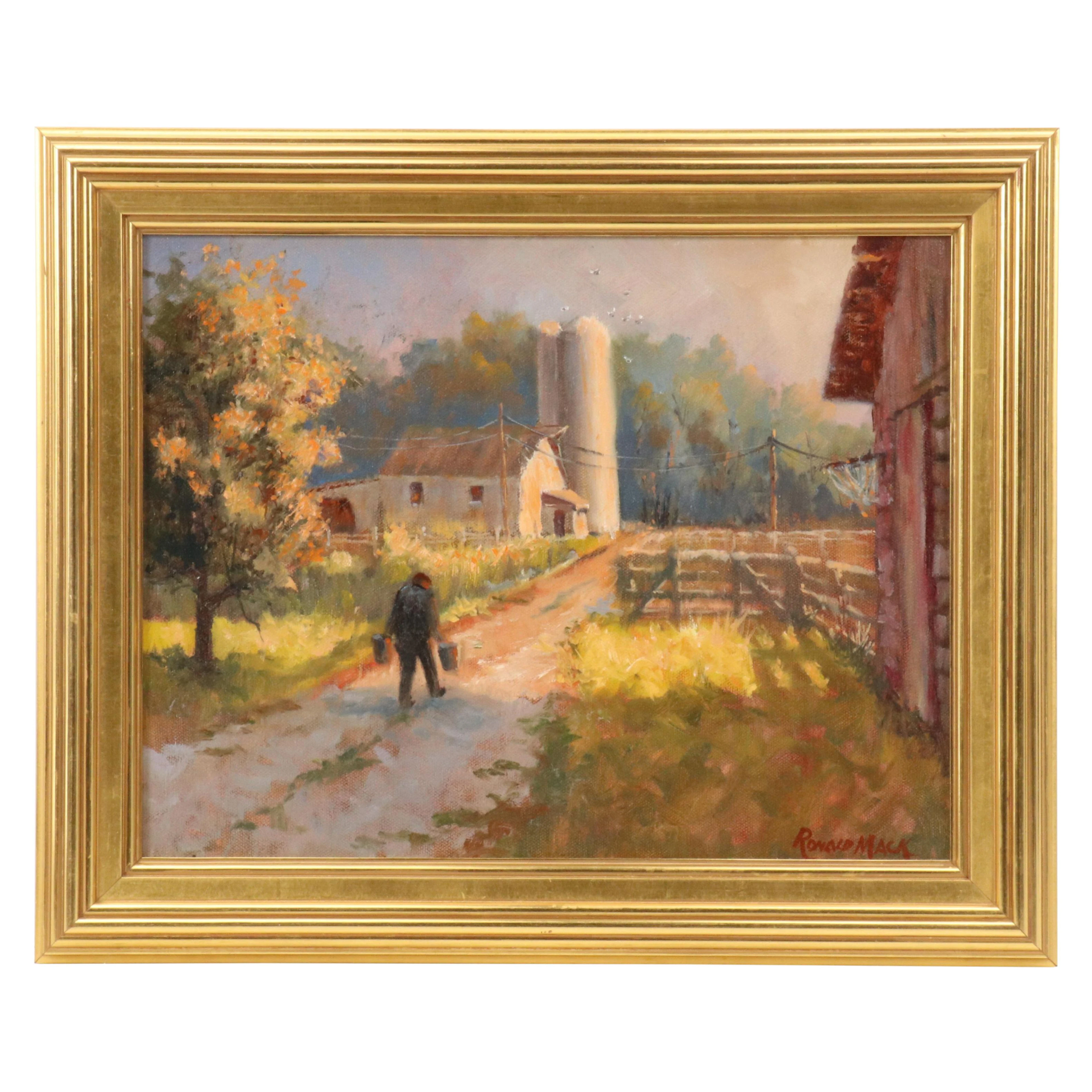 Ronald Mack Brown County Farmscape Oil Painting
