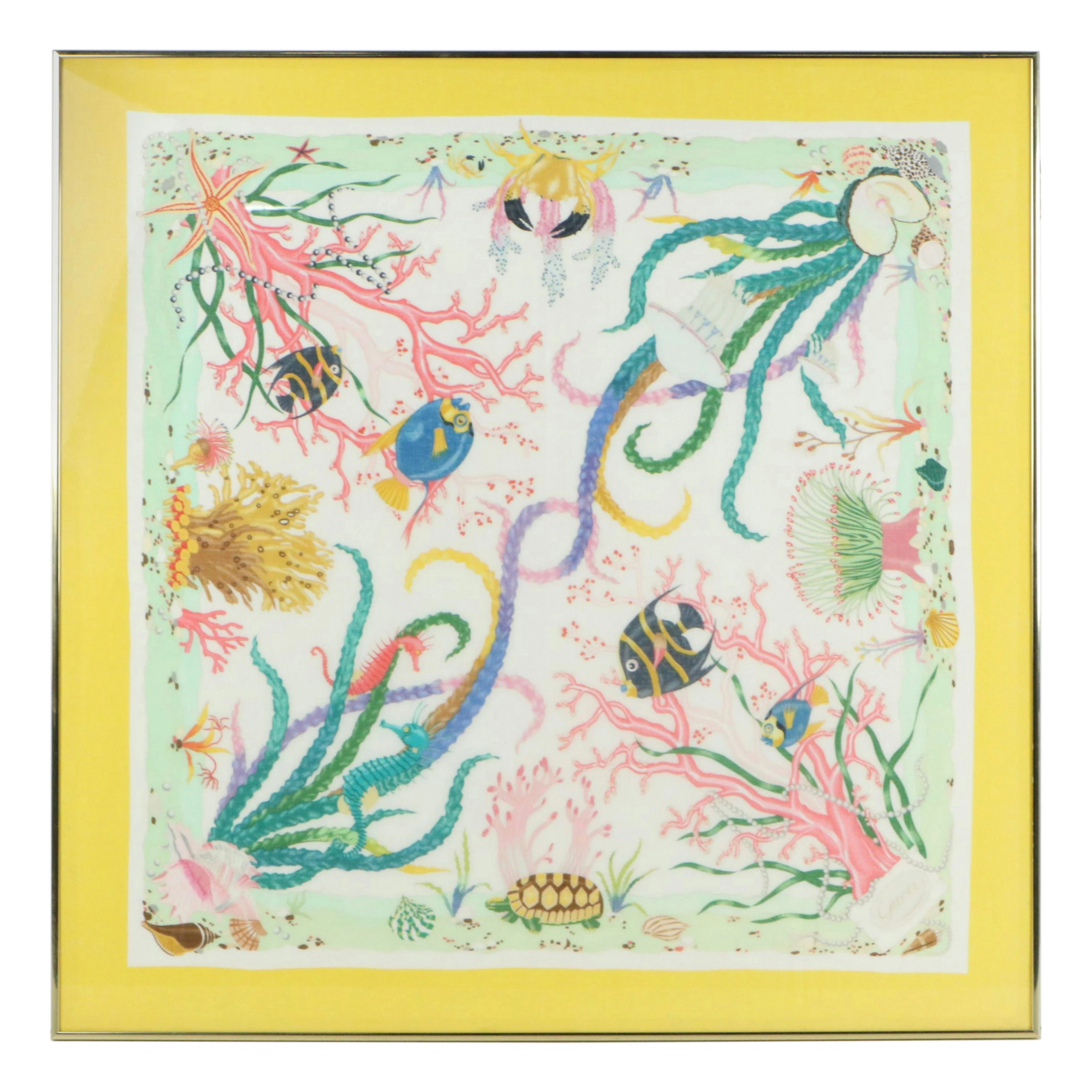Gucci Sealife Print Scarf 90 in Silk After Vittorio Accornero