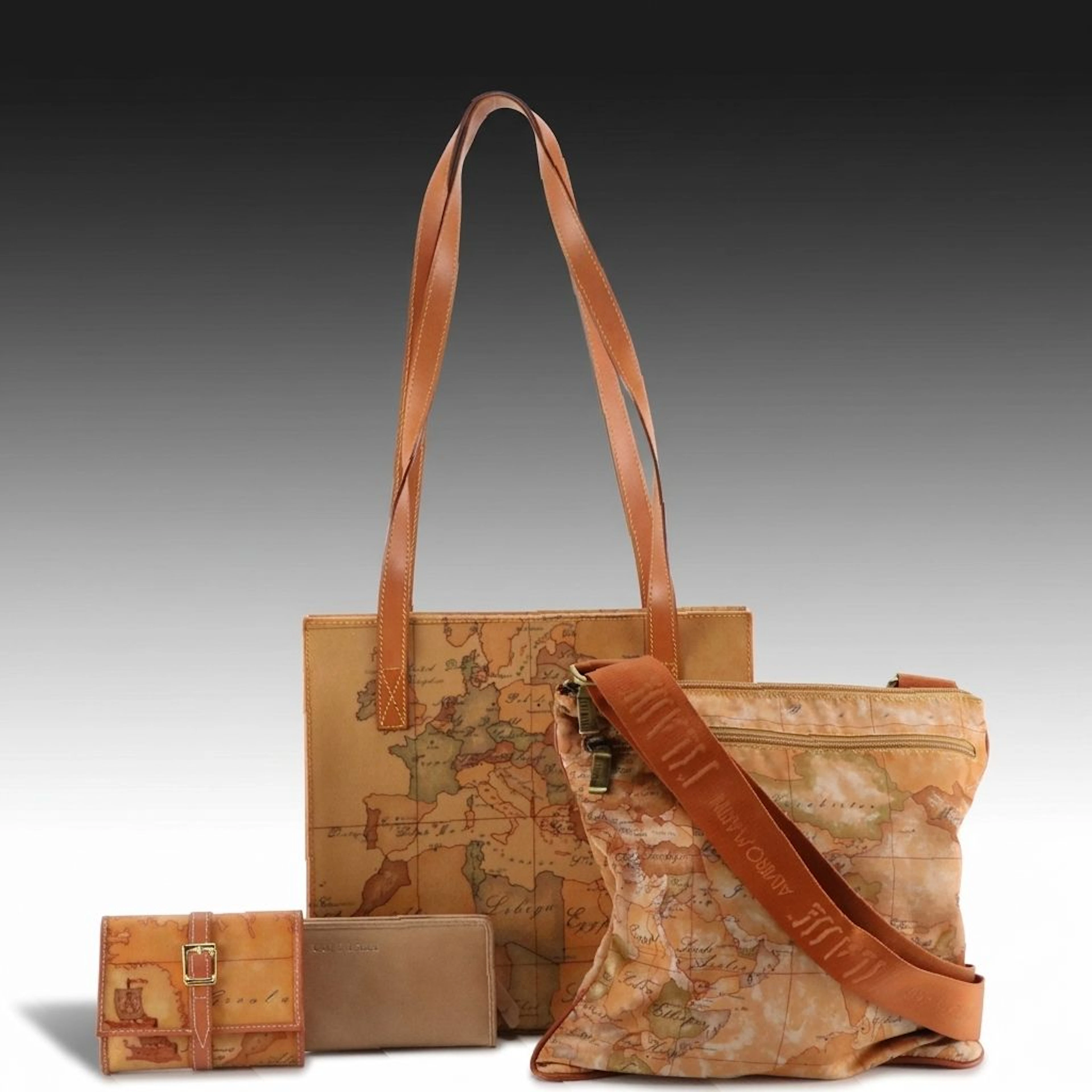 Alviero Martini T'Classe Map Printed Crossbody, Tote and Wallet W/ Other Wallet