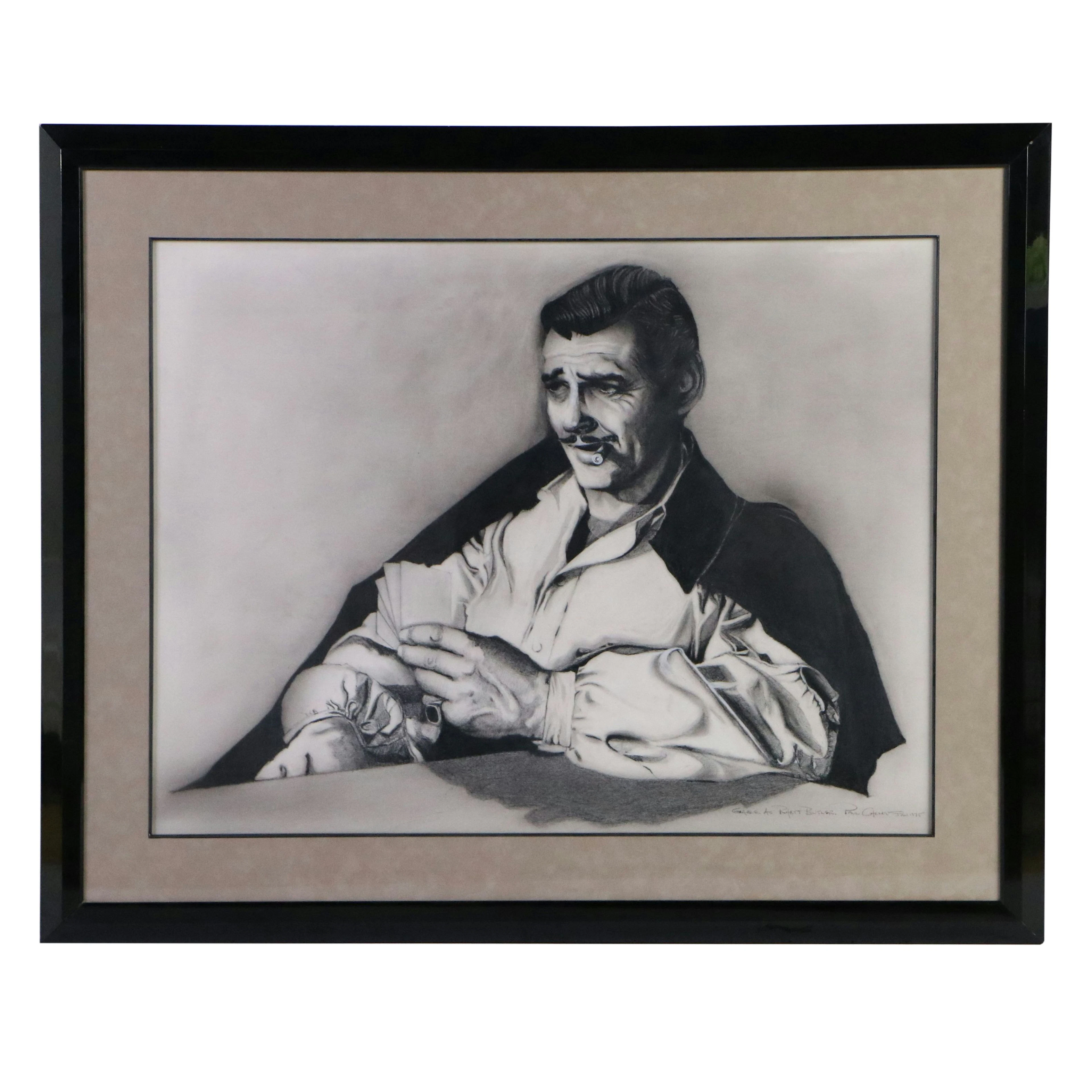 Paul Chelko Charcoal Drawing "Gable as Rhett Butler," 1975