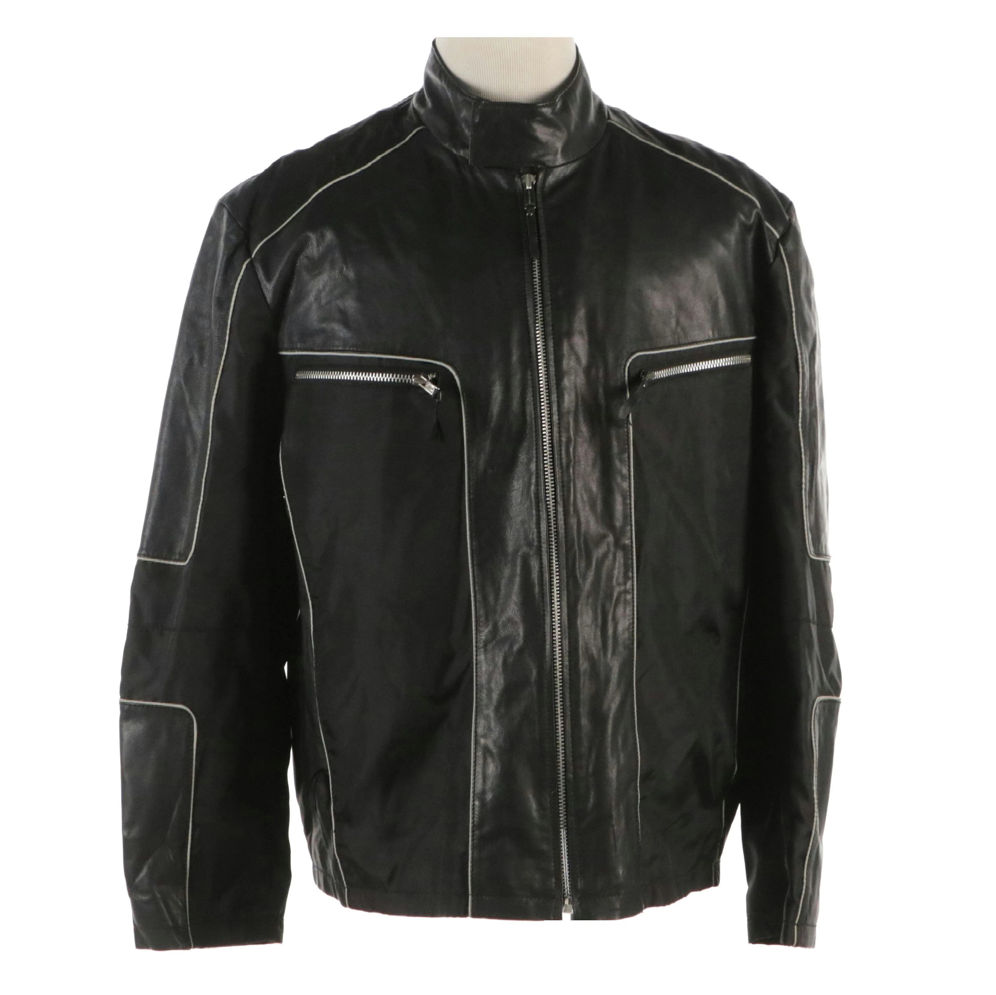 Men's Kenneth Cole Reaction Leather and Nylon Motorcycle Jacket