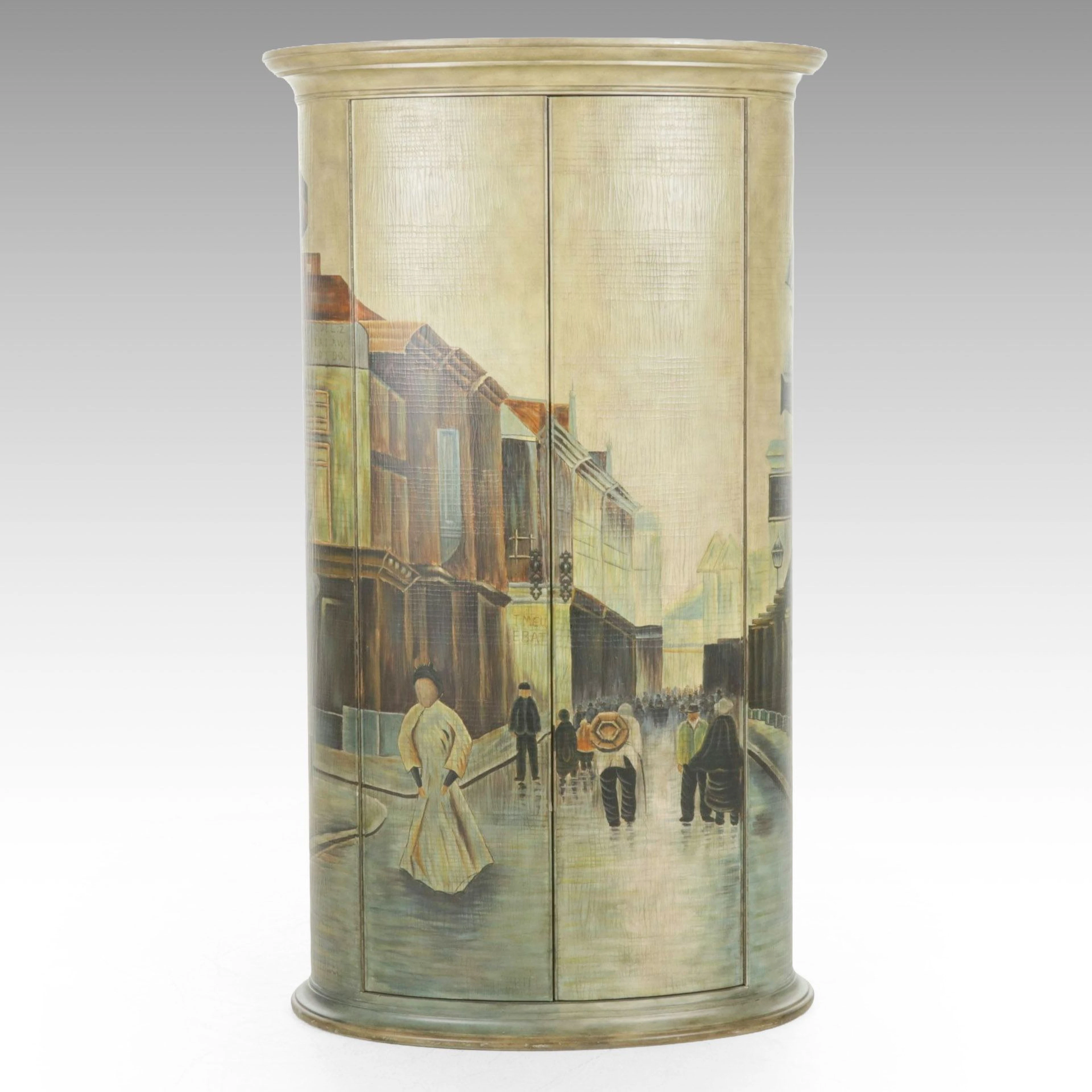 Thomasville Ernest Hemingway Collection Oval Dry Bar with Street Scene