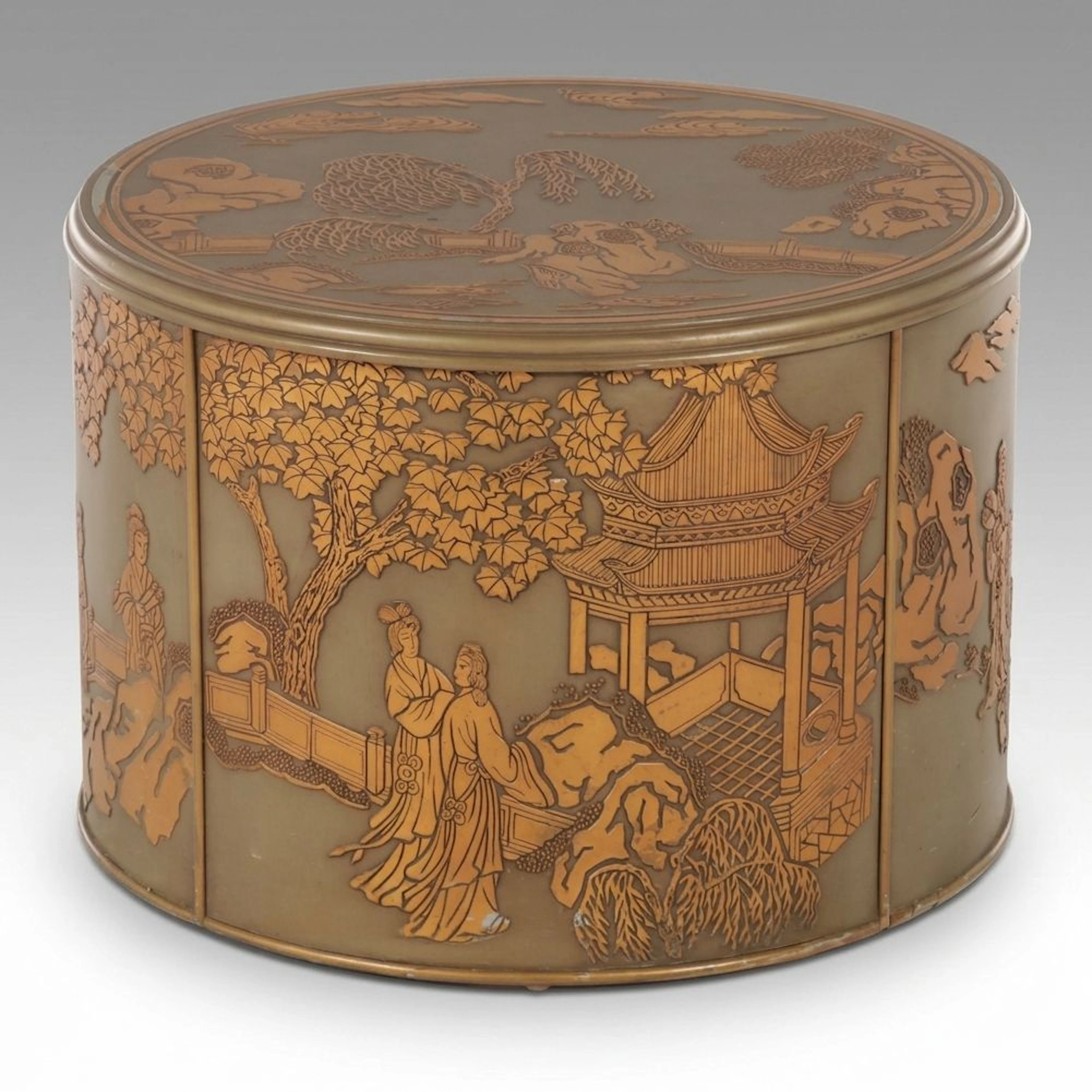 Drexel Heritage Chinoiserie Drum Table, Mid to Late 20th Century