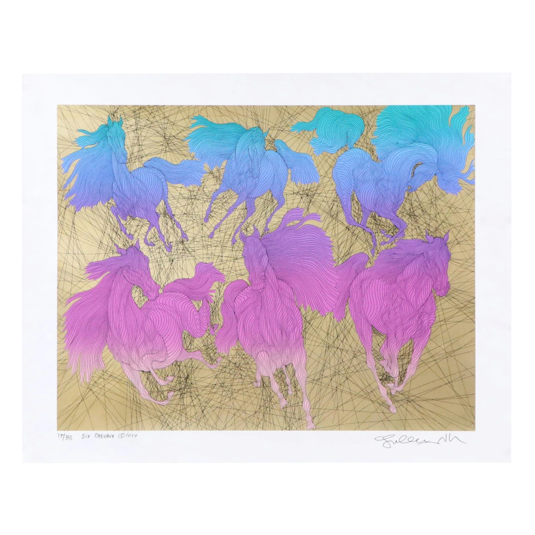 Guillaume Azoulay Serigraph "Six Chevaux," 2024