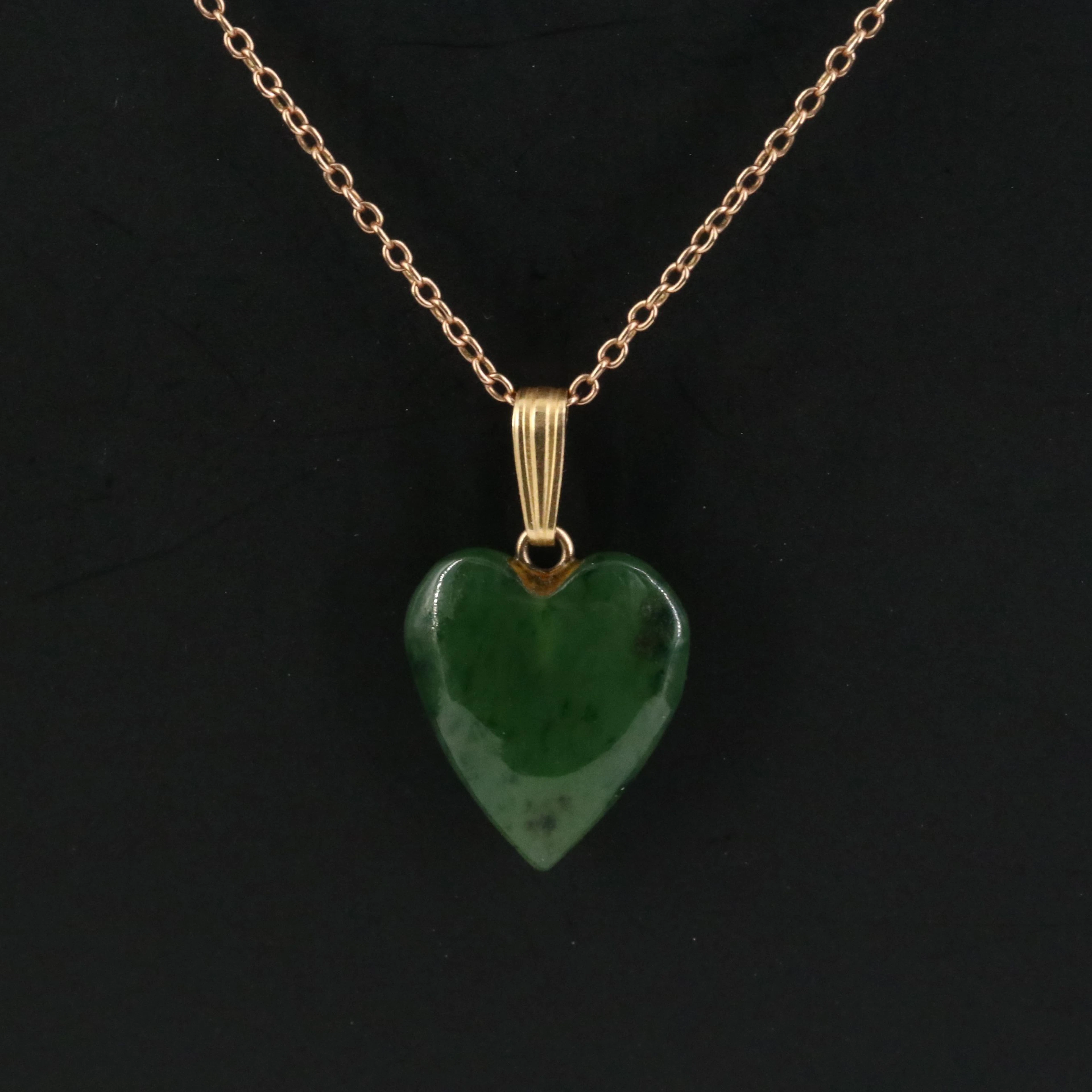 Gold-Filled Nephrite Heart Pendant Necklace