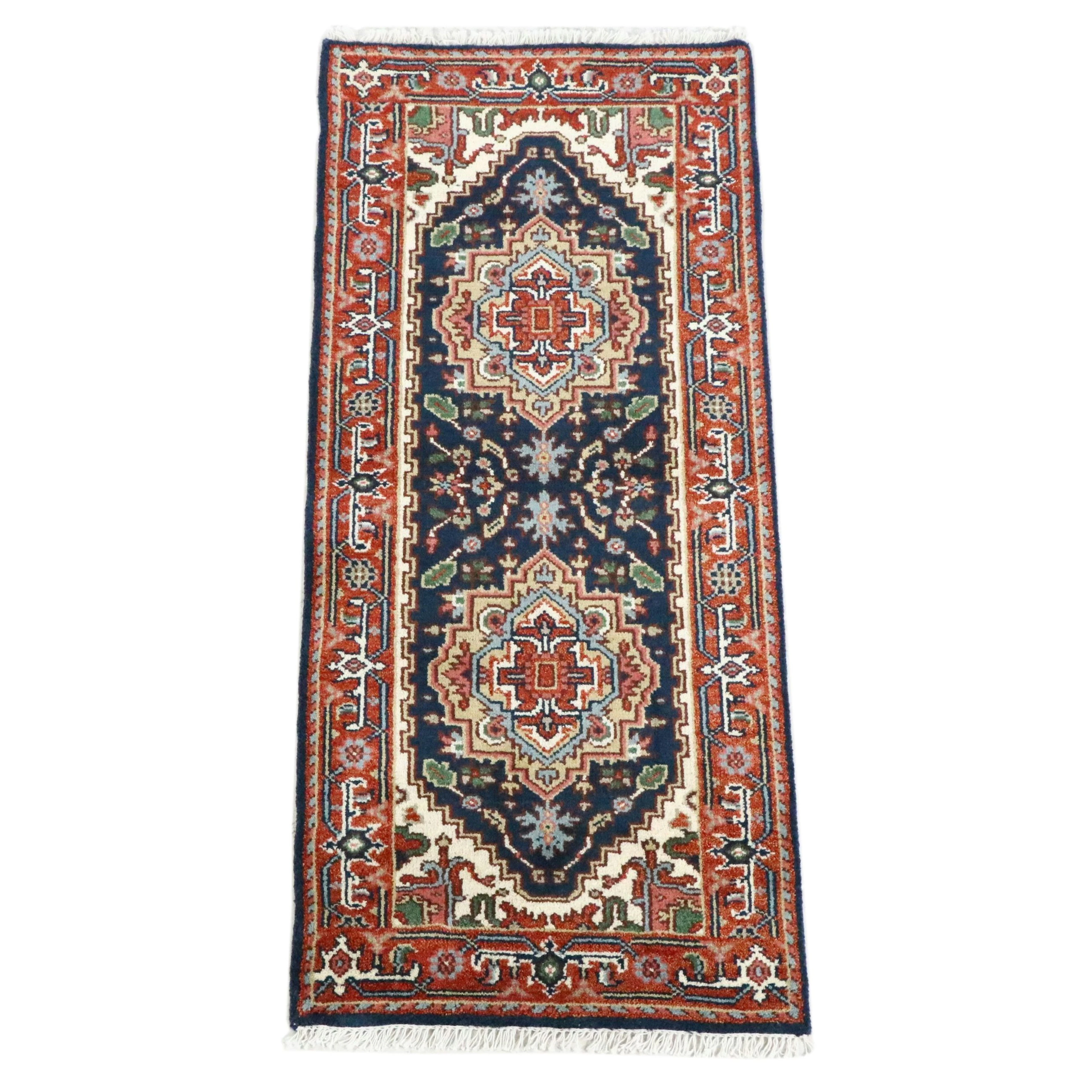 2'8 x 6'4 Hand-Knotted Indo-Persian Heriz Carpet Runner