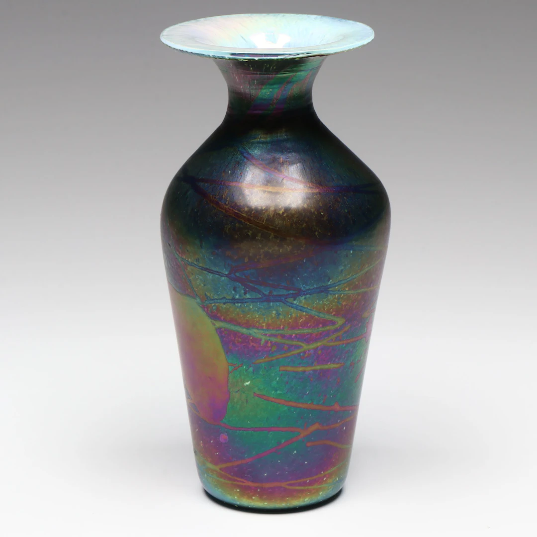 Cliff Goodman Iridescent Art Glass Vase, 2003