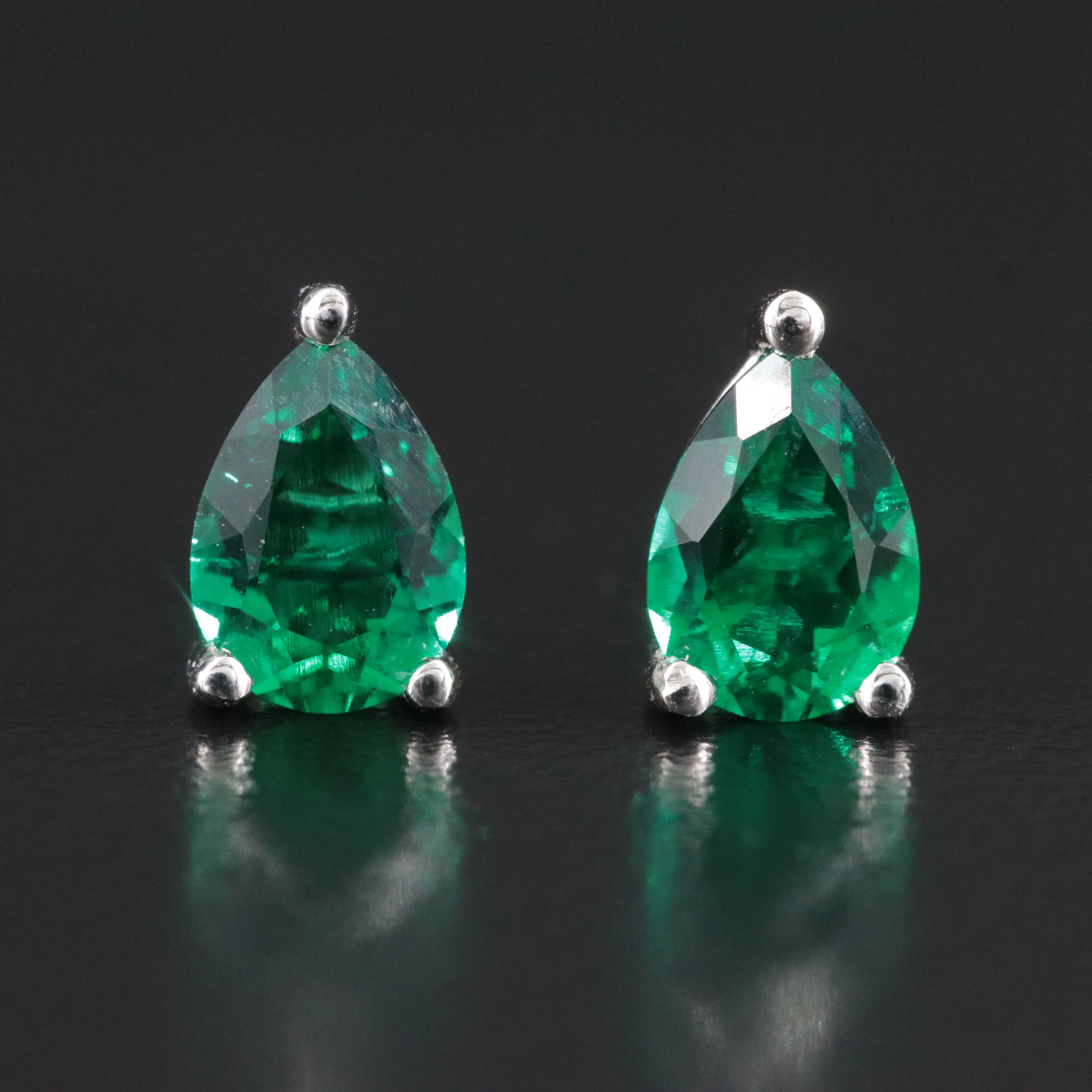 Sterling Emerald Stud Earrings