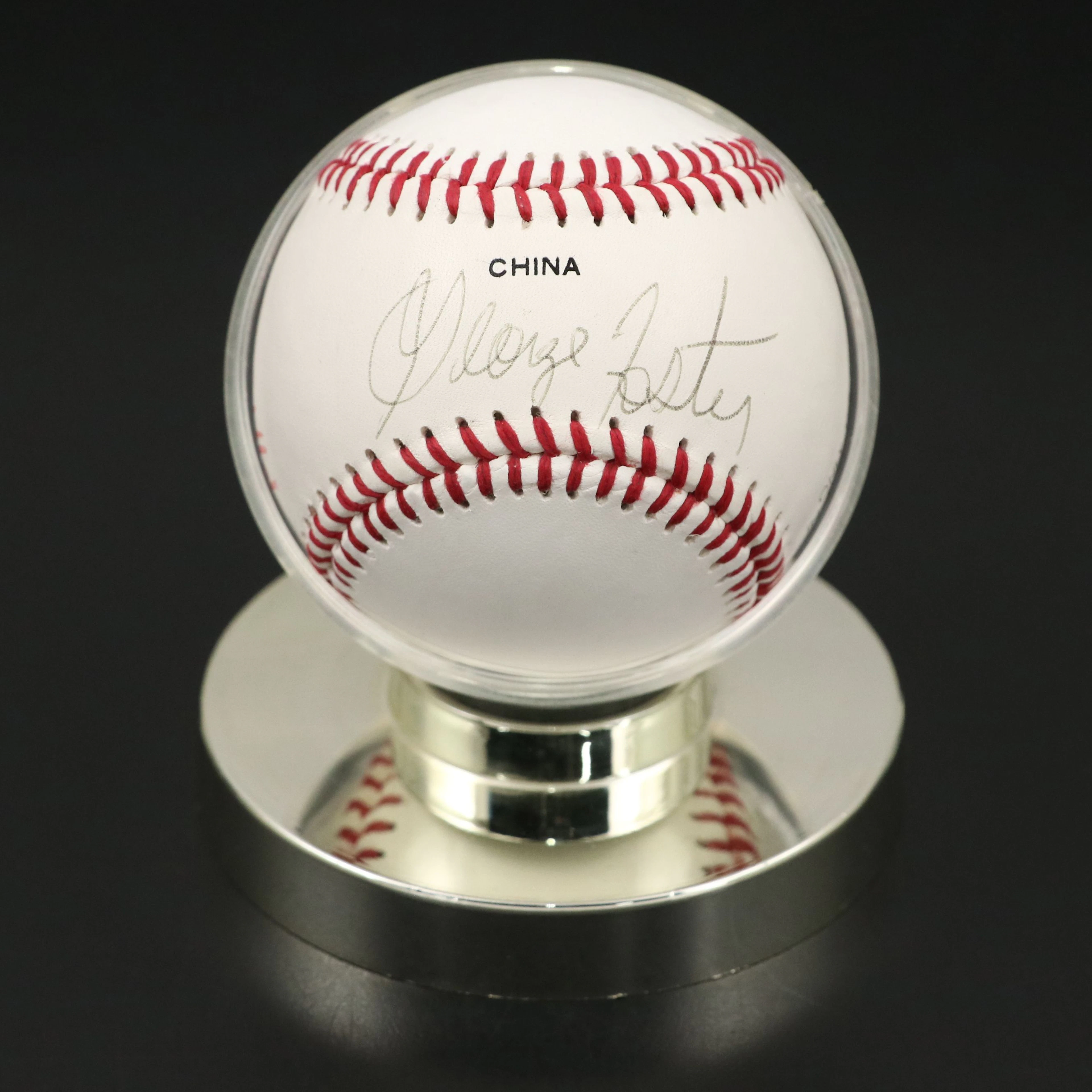 George Foster Signed Big Red Machine Baseball with Display