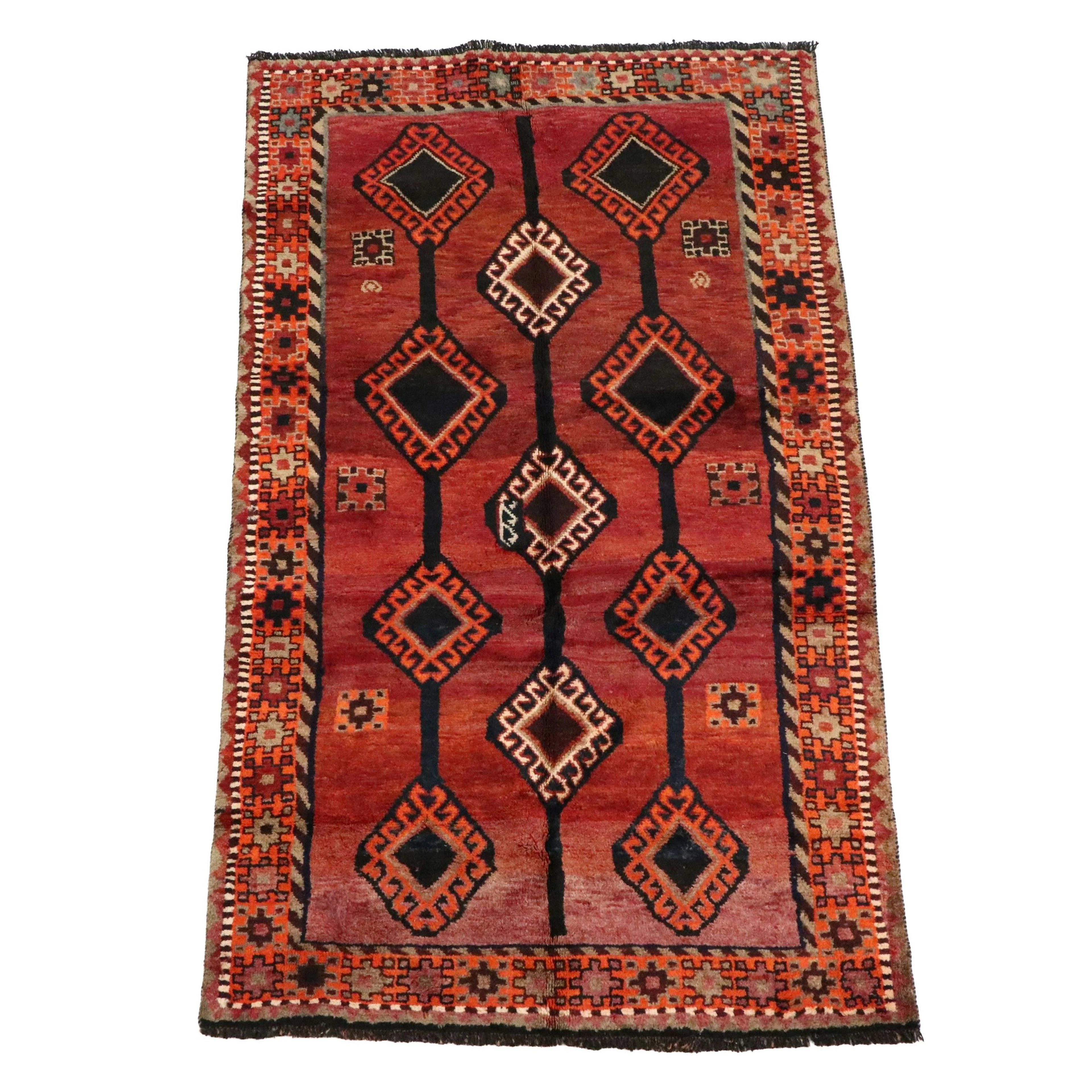 4'4 x 7'10 Hand-Knotted Persian Kurdish Area Rug