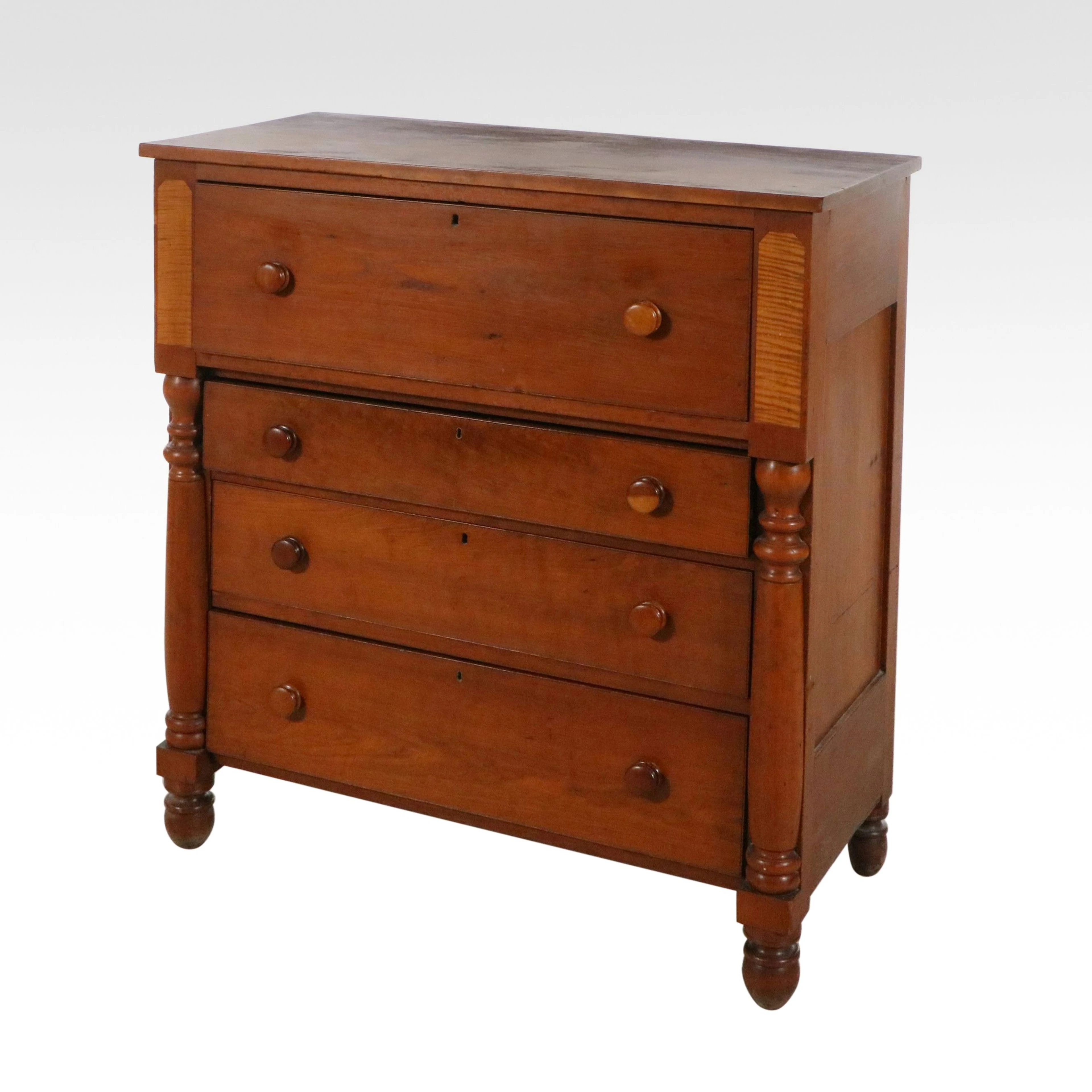 Country Sheraton Style Cherry Chest of Drawers, 19th Century