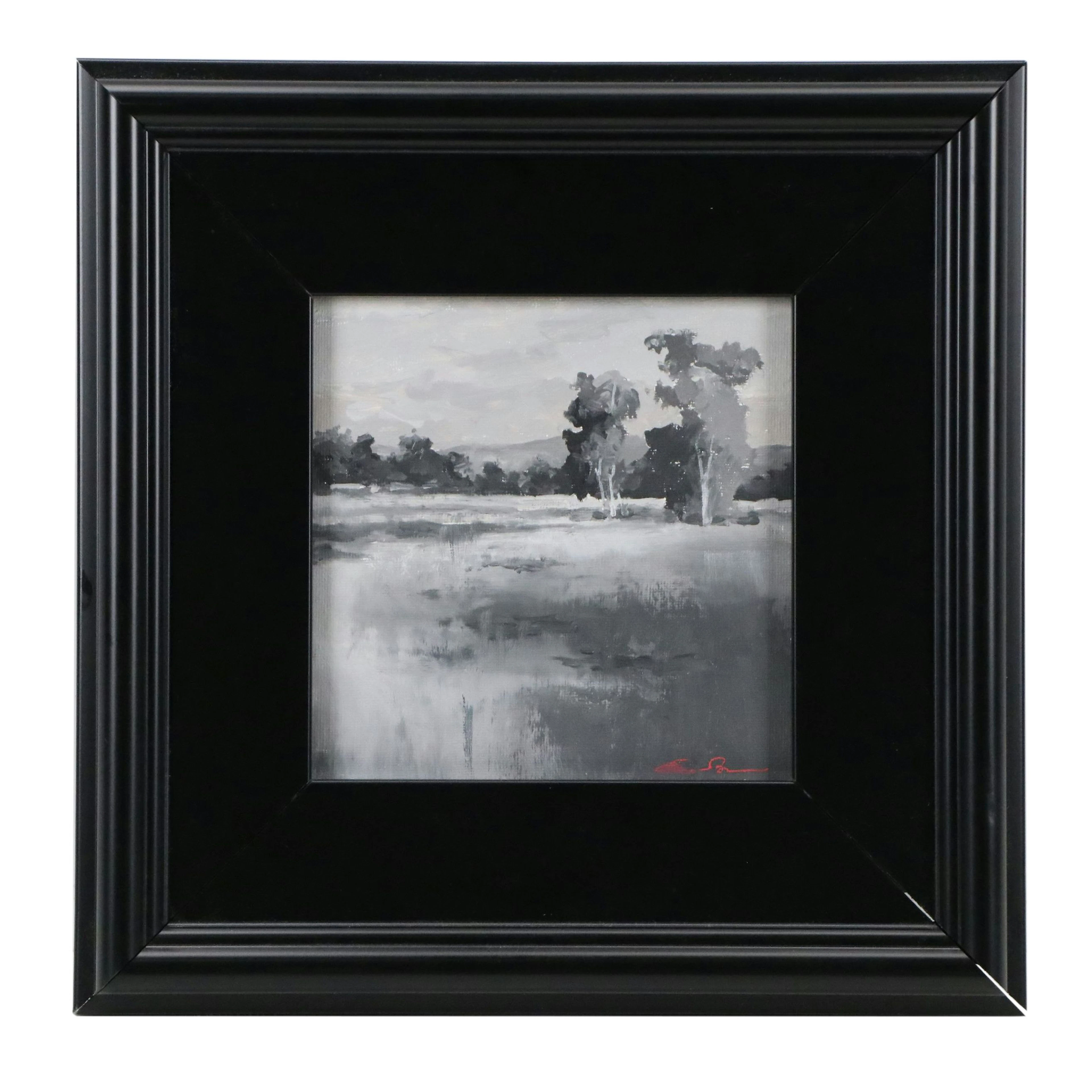Sarah Brown Grisaille Oil Painting "Landscape in Gray I"