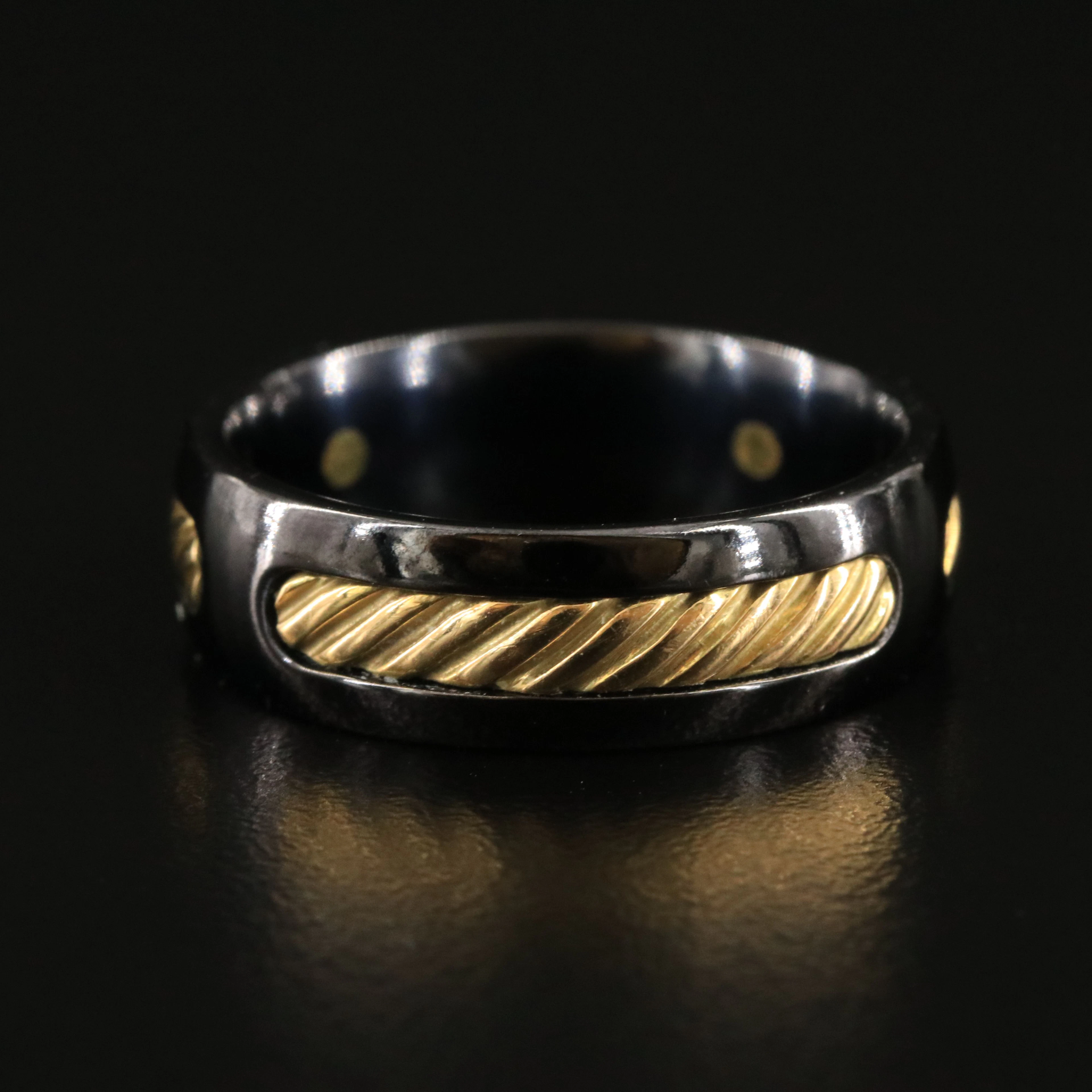 David Yurman Titanium and 18K Cable Inset Ring