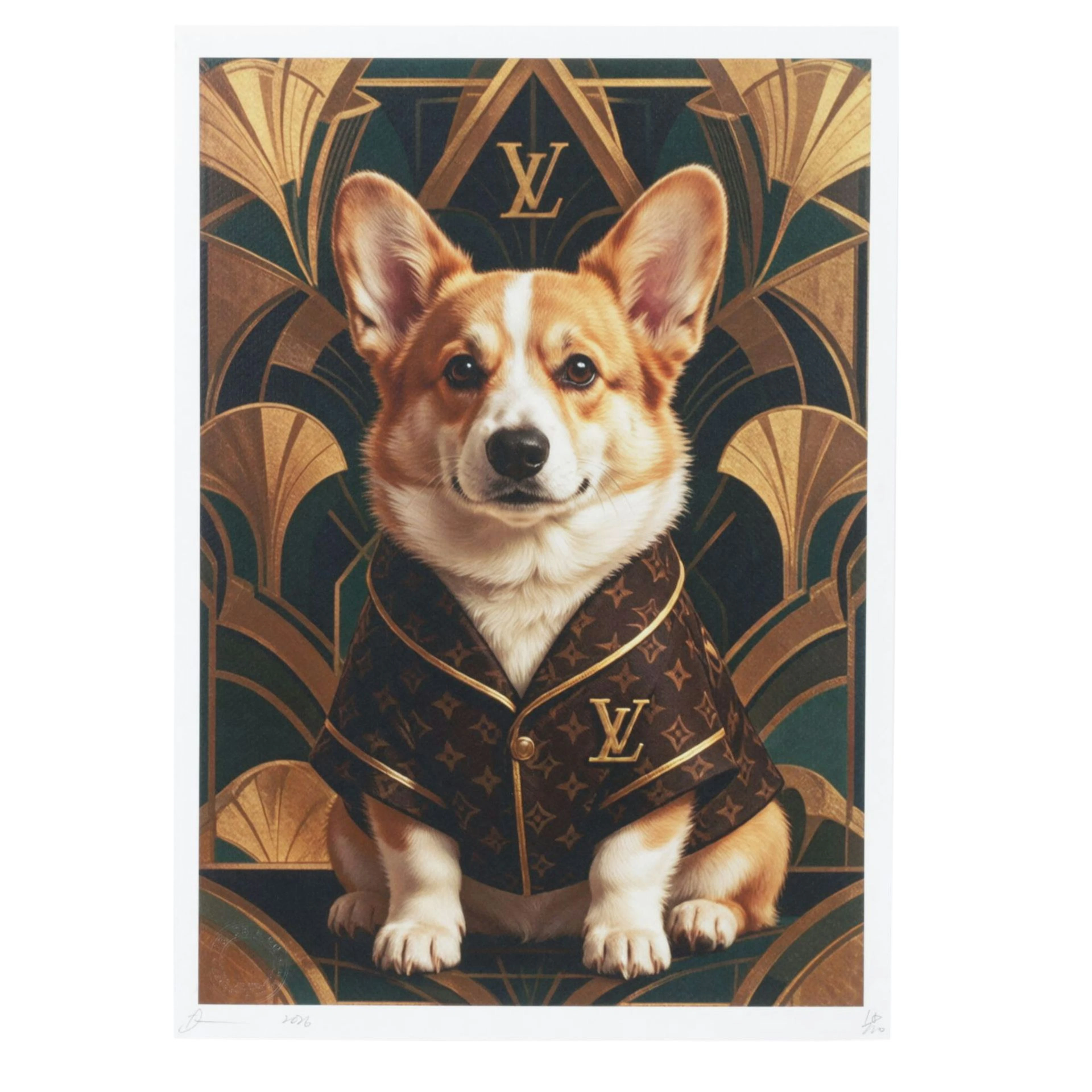 Death NYC Pop Art Graphic Print of Corgi Wearing Louis Vuitton, 2026