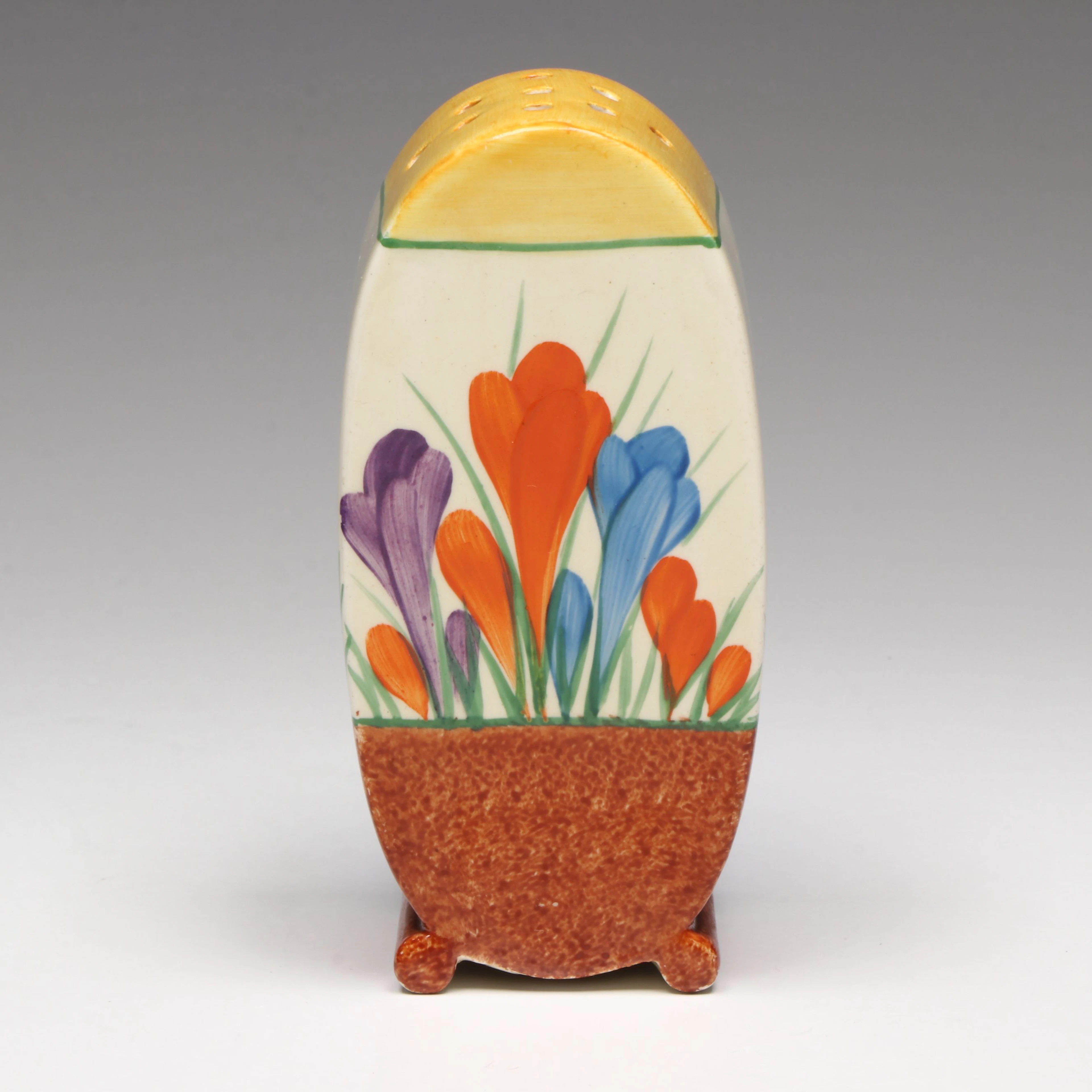 Bizarre by Clarice Cliff "Crocus" Art Deco Ceramic Sugar Shaker, 1930s