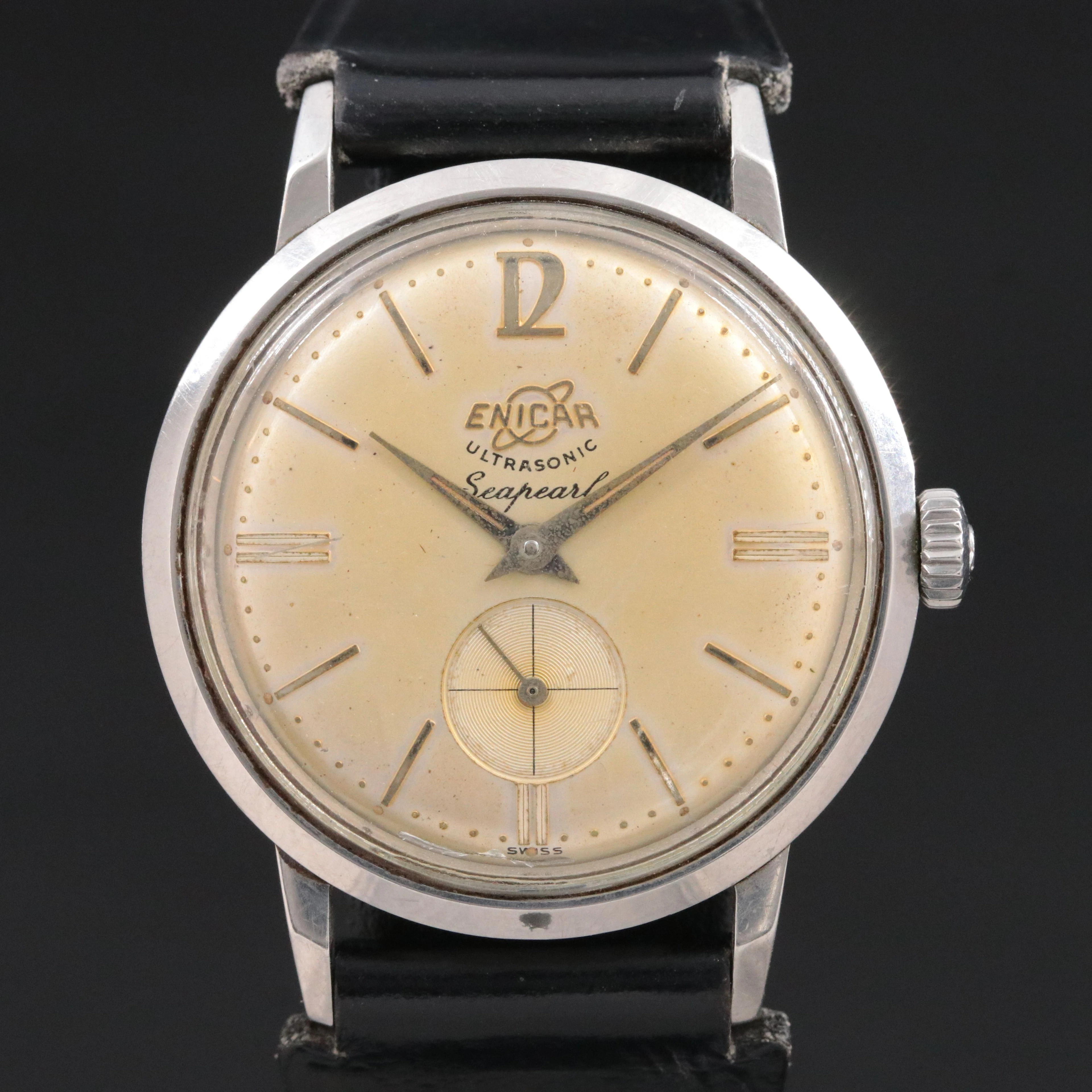 Vintage Swiss Enicar Ultrasonic Seapearl Stainless Steel Watch