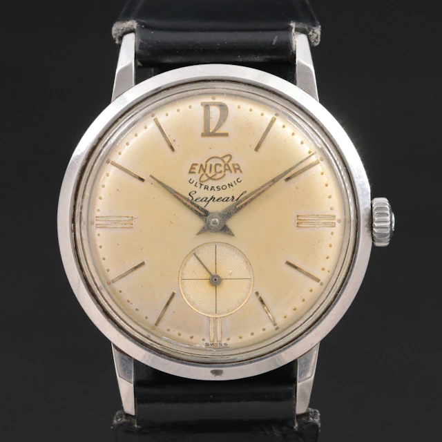 Vintage Swiss Enicar Ultrasonic Seapearl Stainless Steel Watch