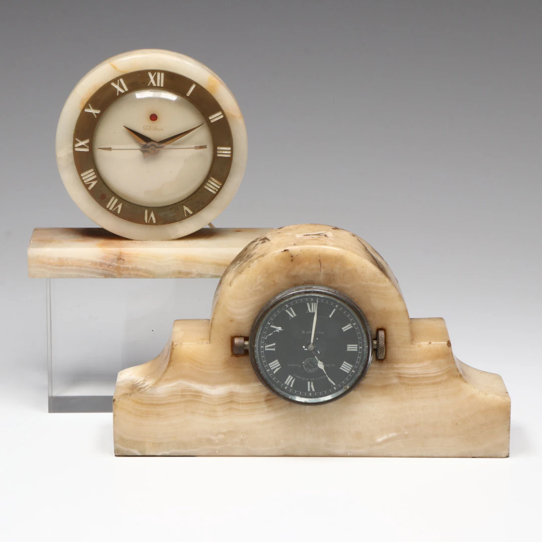 Telechron Art Deco Marble Clocks, Early to Mid-20th Century