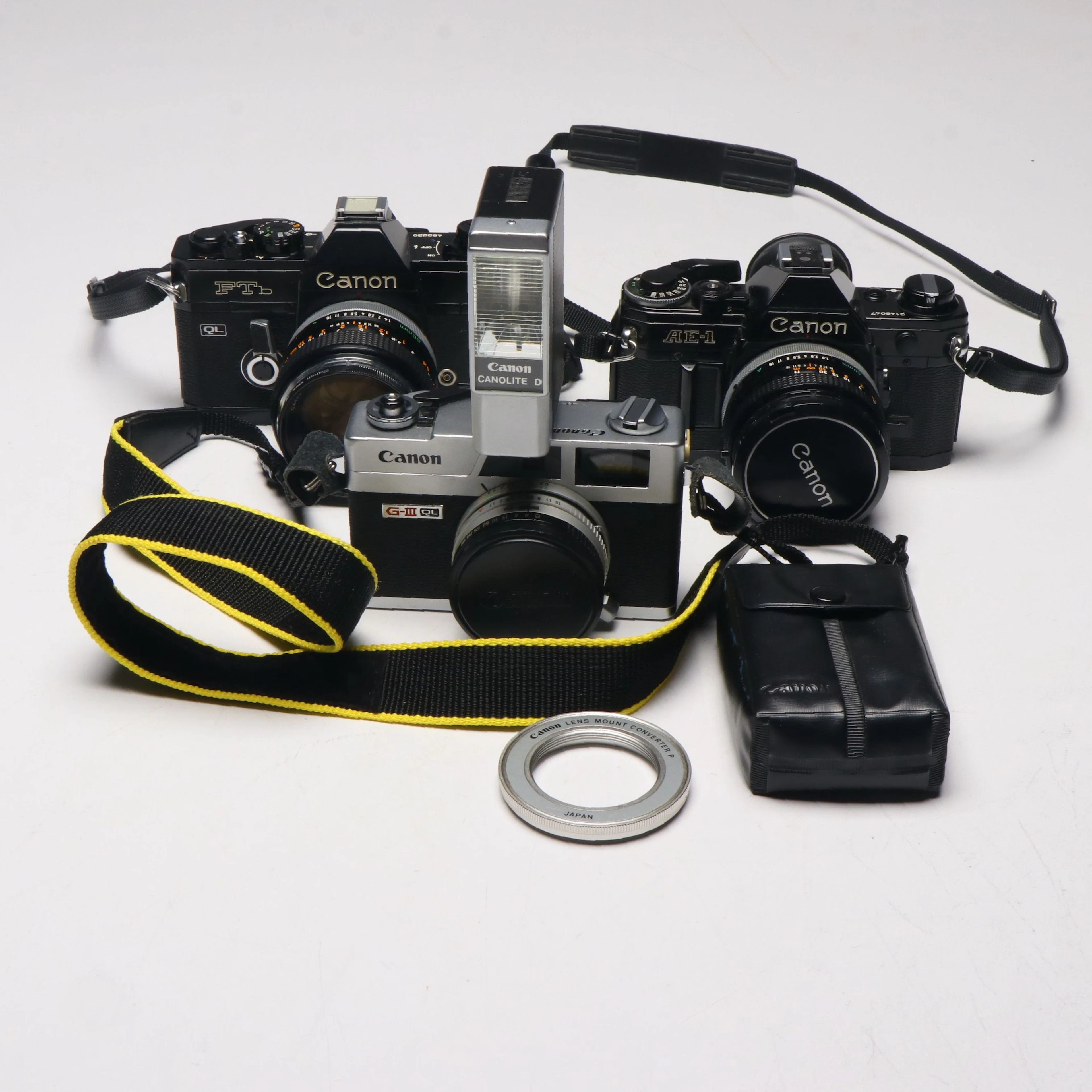 Canon AE-1, FTb and G-III Medium Format Cameras, Late 20th C.