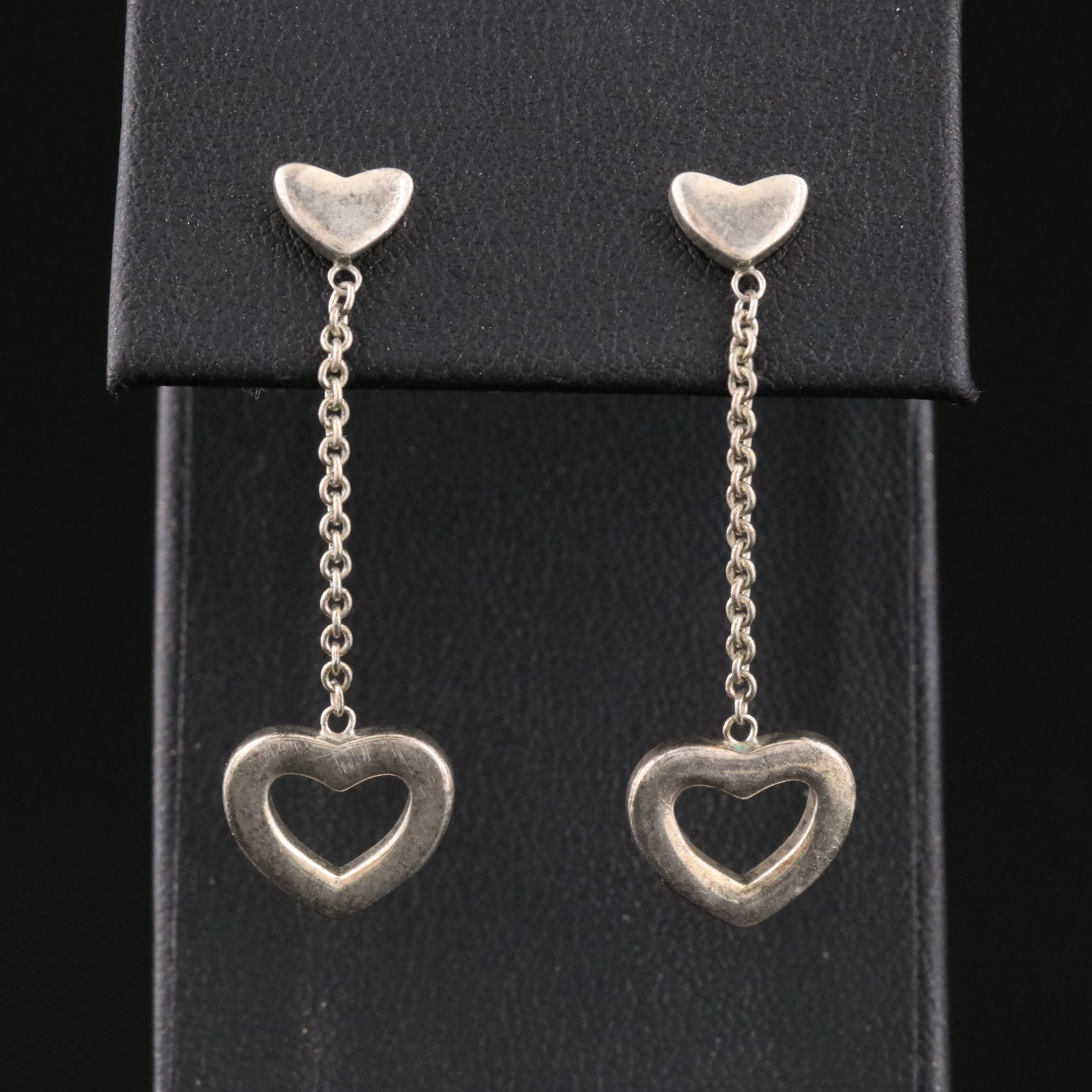 Tiffany & Co. Sterling Heart Drop Earrings